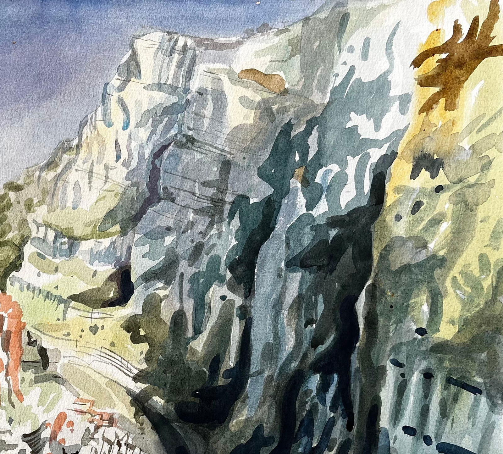John Steane (b.1931); Dramatic Dorset Coast Cliff Landscape Watercolour by John Steane 1971, 1971 - 10