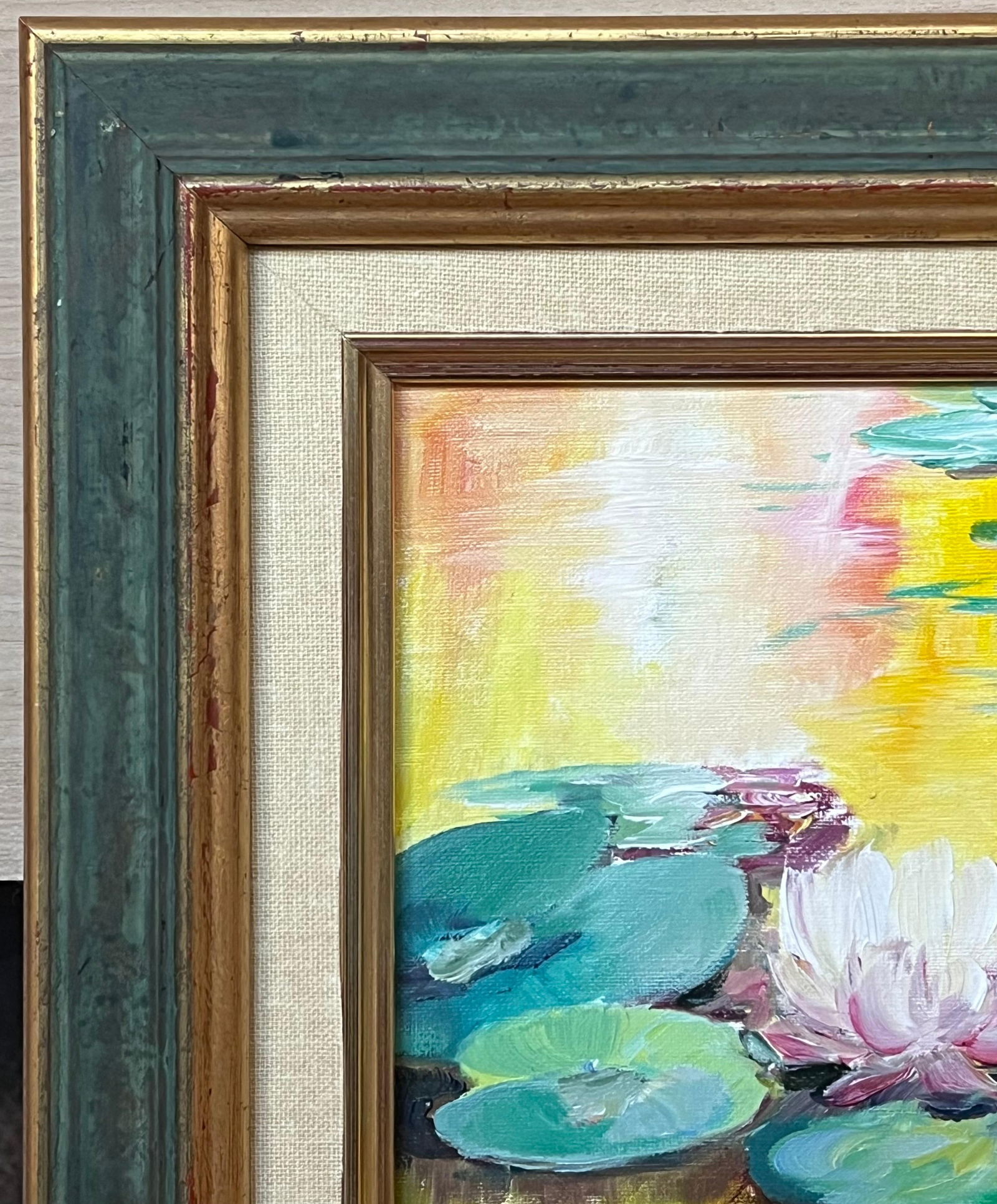 Odile Dechanet; The Waterlily Pond Signed Original French Oil Painting, 20th century, 20th Century - 8