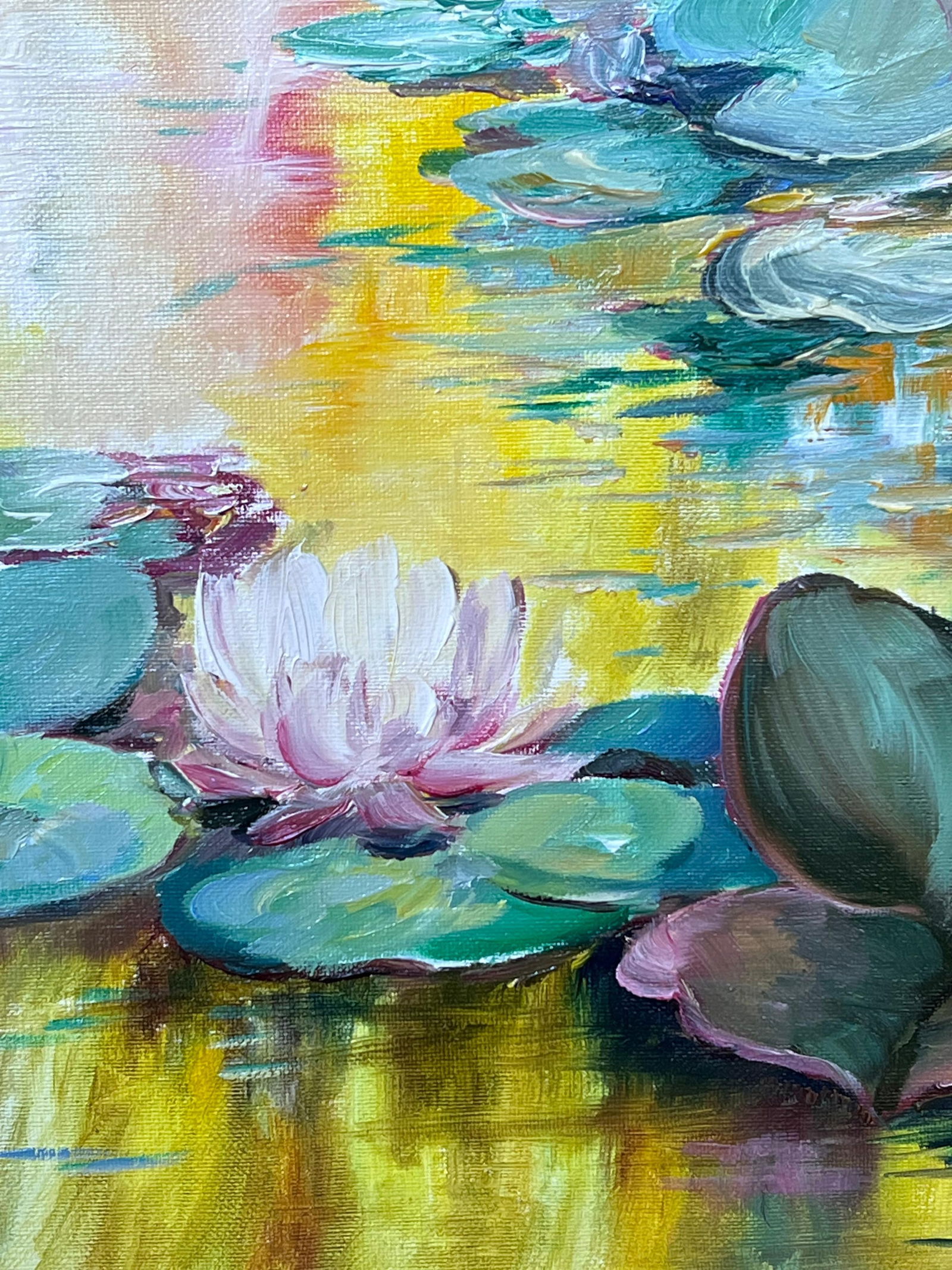 Odile Dechanet; The Waterlily Pond Signed Original French Oil Painting, 20th century, 20th Century - 5