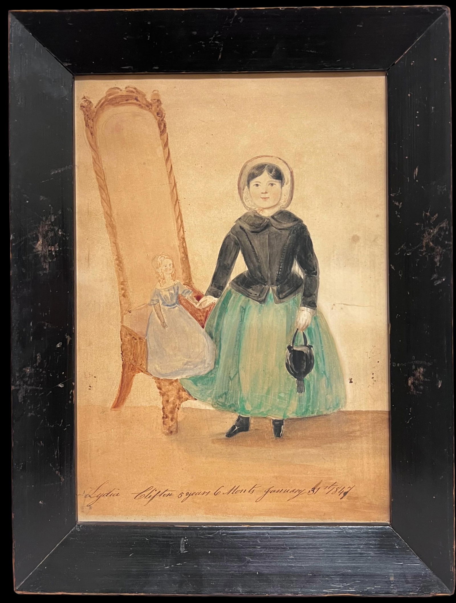 19th Century English School; Portrait of Lydia Clifton, aged 5 years, 6 months Dated January 31st - 12