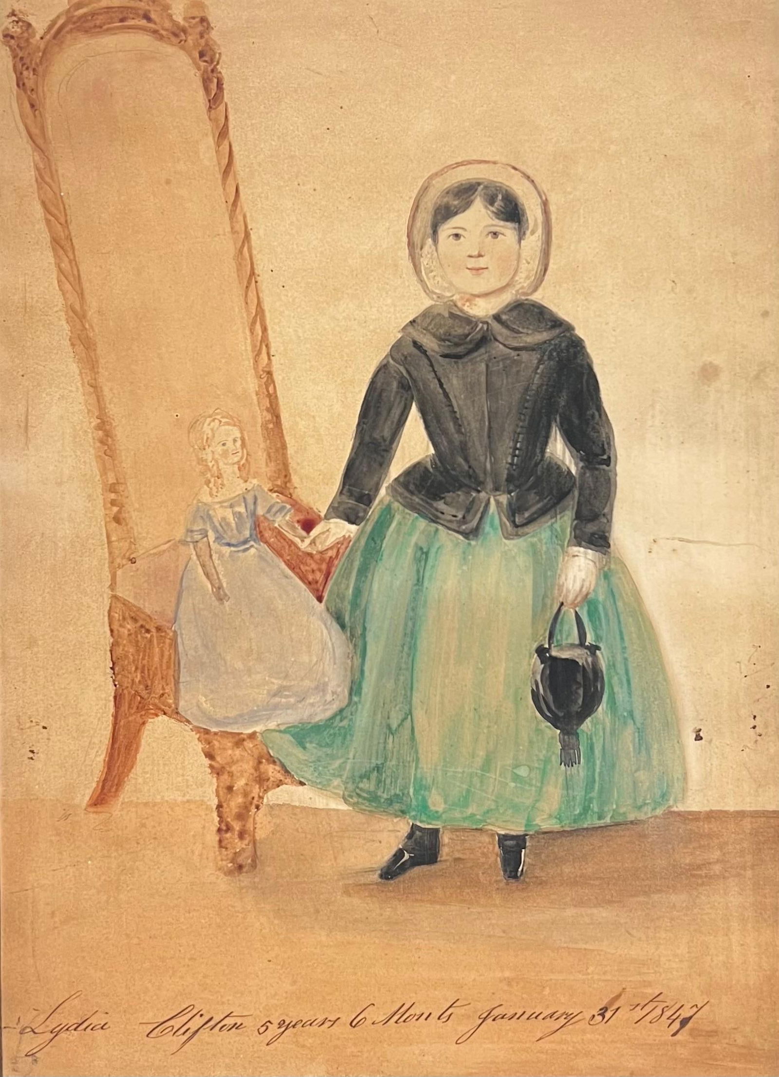 19th Century English School; Portrait of Lydia Clifton, aged 5 years, 6 months Dated January 31st - 13