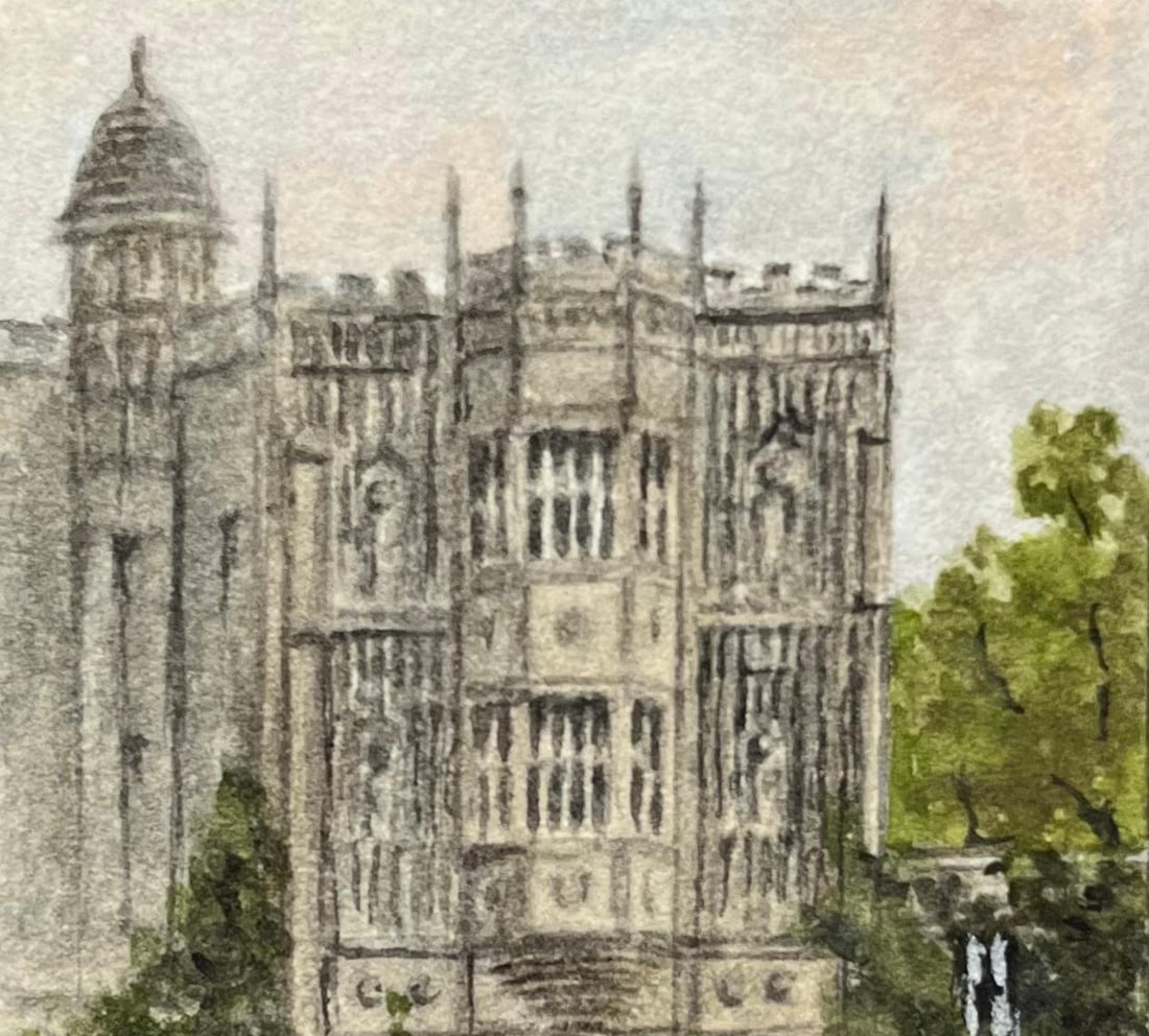 Jack Grunwell; Historic Miniature Watercolor of Abbey Gatehouse at Bristol Cathedral - 11