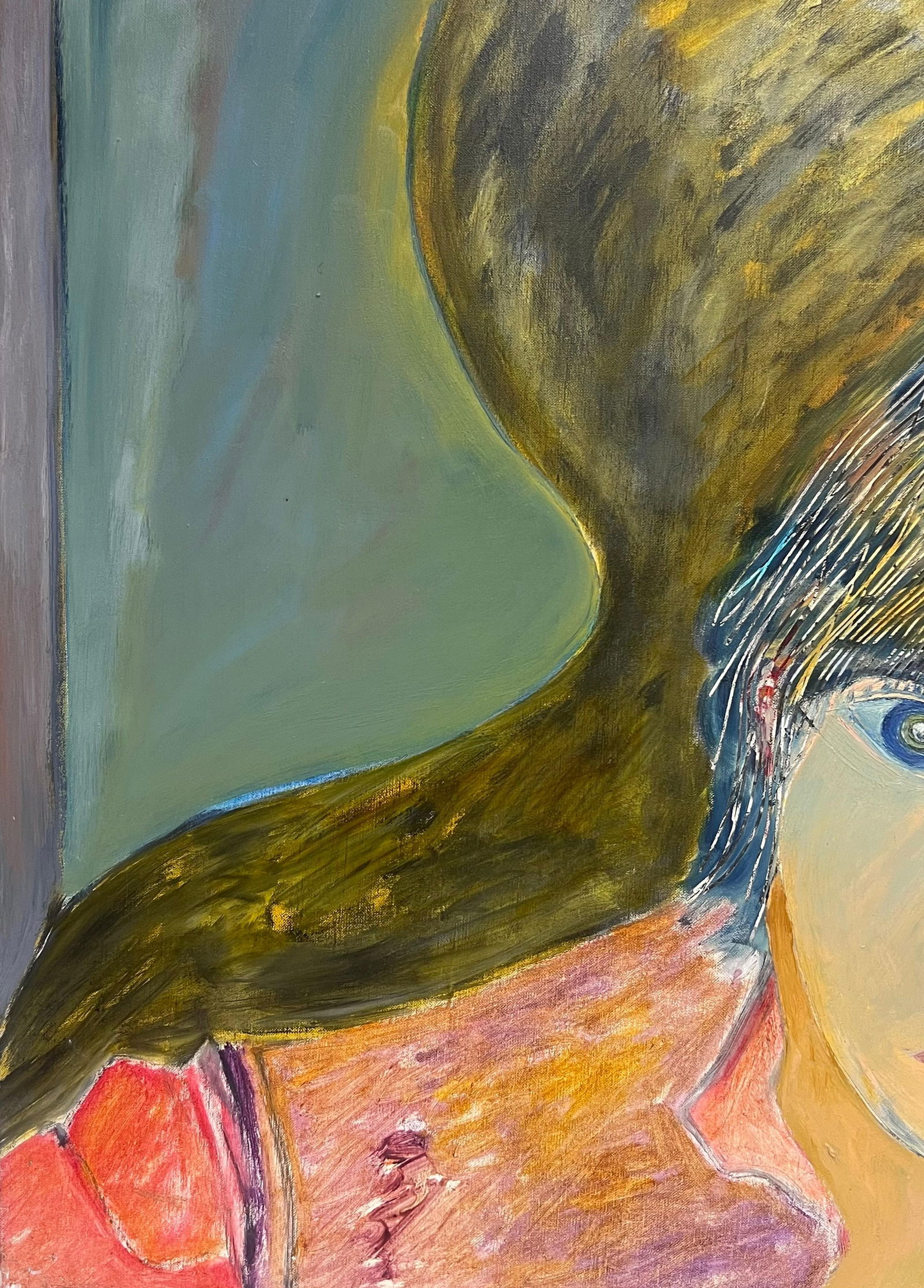 Gilbert Pelissier; Portrait of Light and Shadow Figure Abstract French 20th Century Painting, 1986 - 8