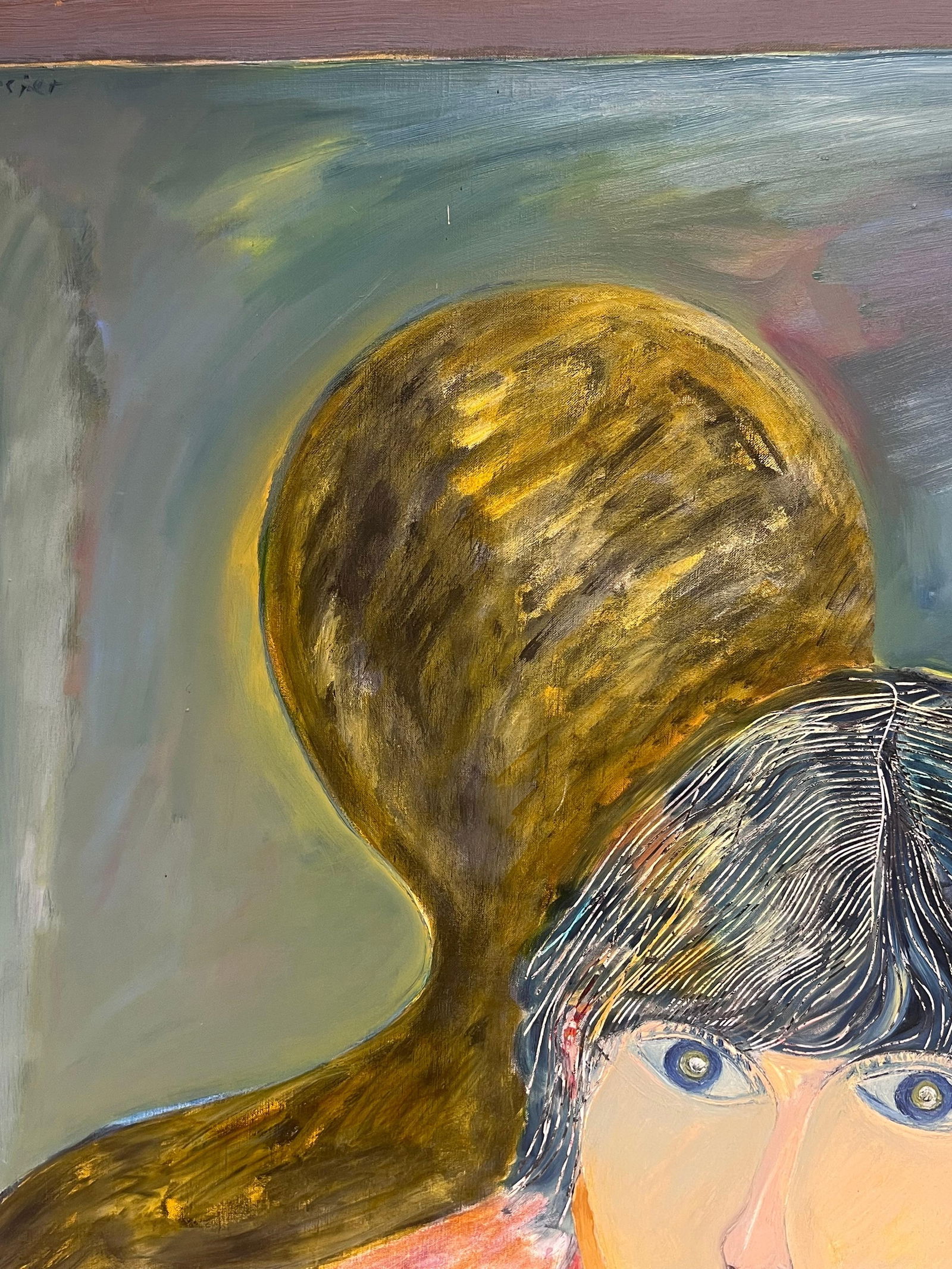 Gilbert Pelissier; Portrait of Light and Shadow Figure Abstract French 20th Century Painting, 1986 - 10