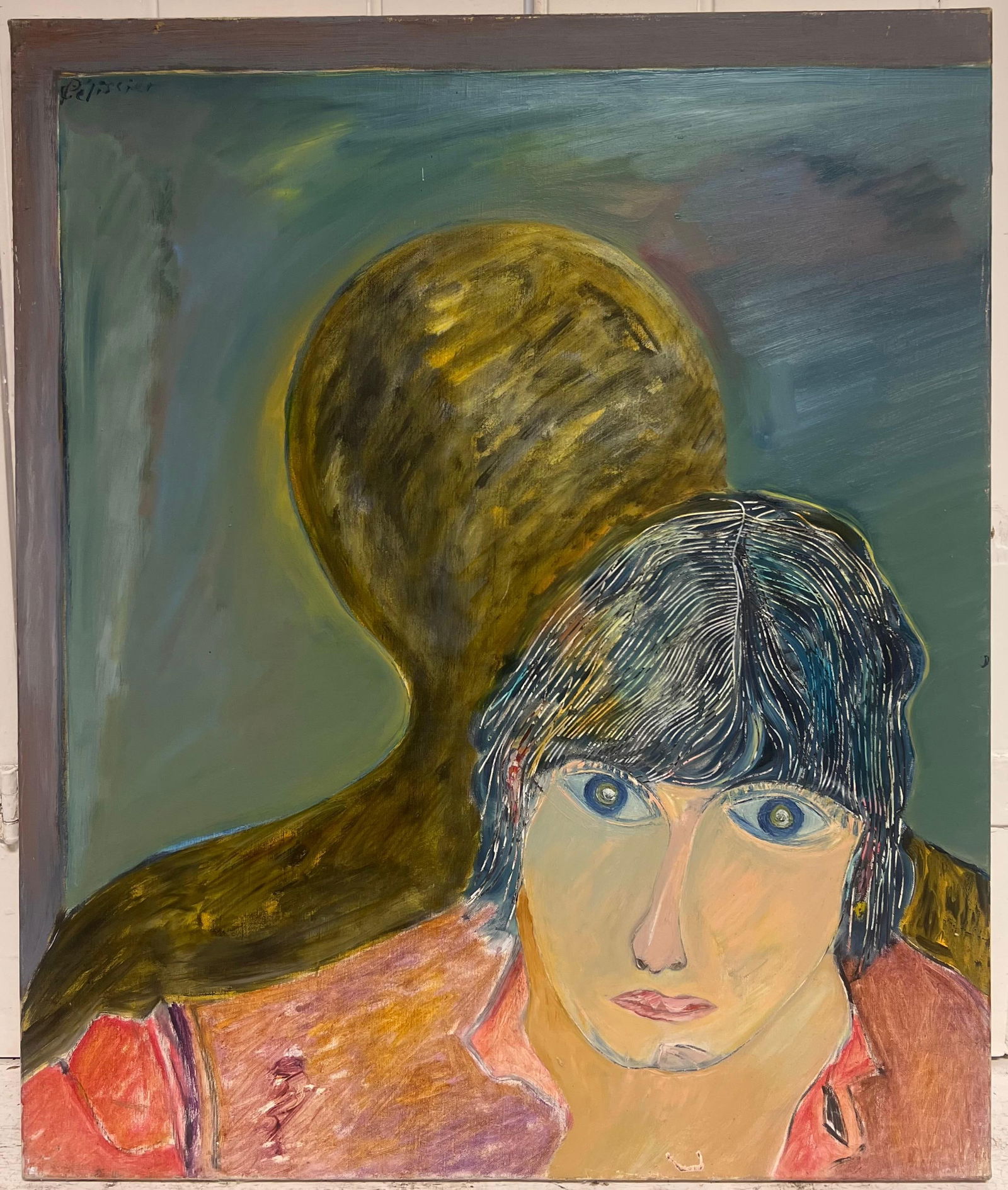 Gilbert Pelissier; Portrait of Light and Shadow Figure Abstract French 20th Century Painting, 1986 - 5