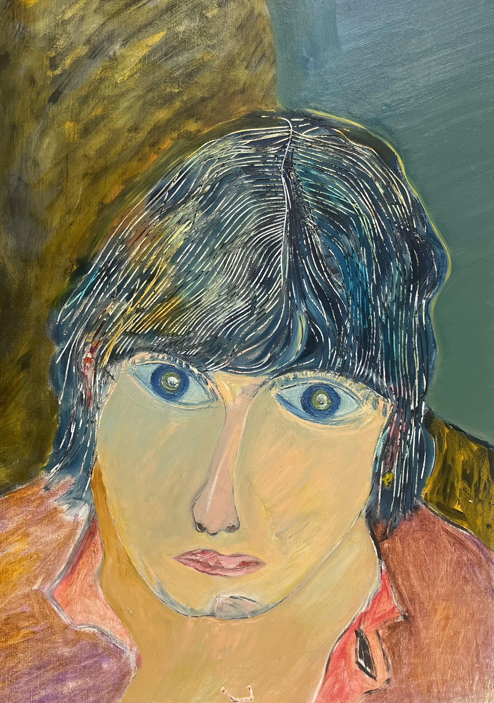 Gilbert Pelissier; Portrait of Light and Shadow Figure Abstract French 20th Century Painting, 1986 - 6