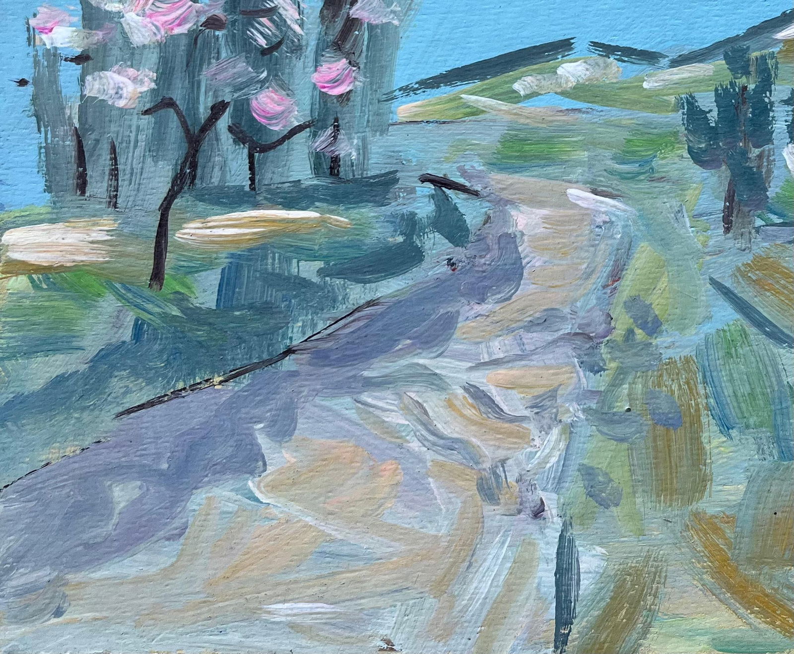 Fanch Lel; French Post-Impressionist Landscape with Blossoming Trees and Hillside Path - 11