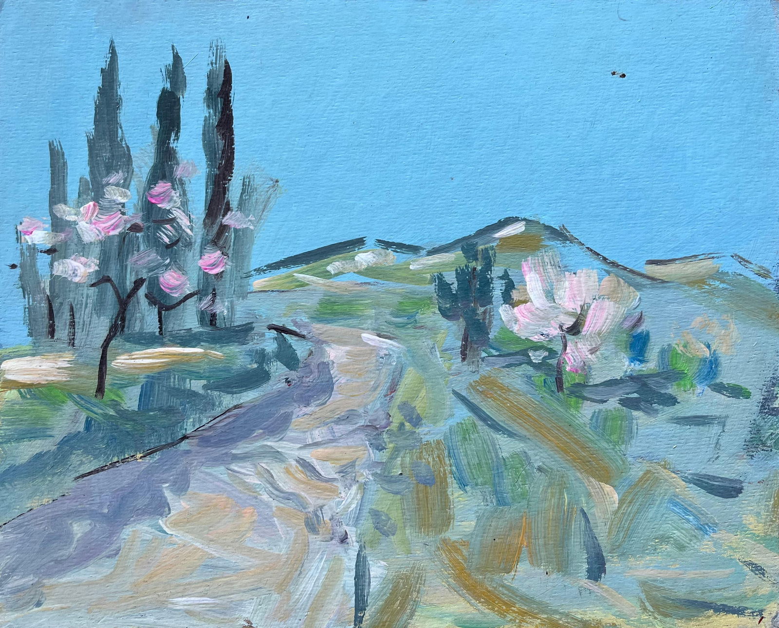 Fanch Lel; French Post-Impressionist Landscape with Blossoming Trees and Hillside Path (1 of 20)