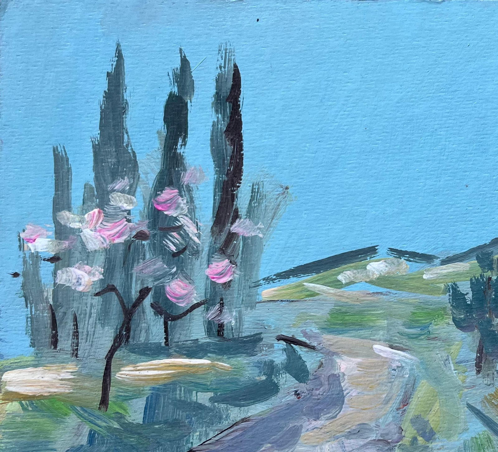 Fanch Lel; French Post-Impressionist Landscape with Blossoming Trees and Hillside Path - 20