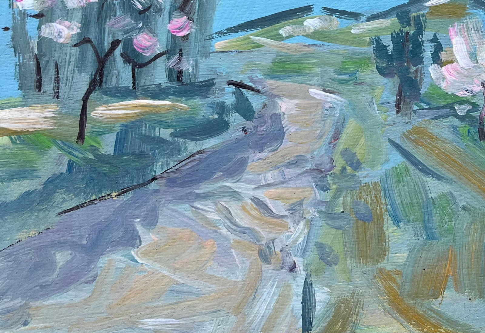 Fanch Lel; French Post-Impressionist Landscape with Blossoming Trees and Hillside Path - 5