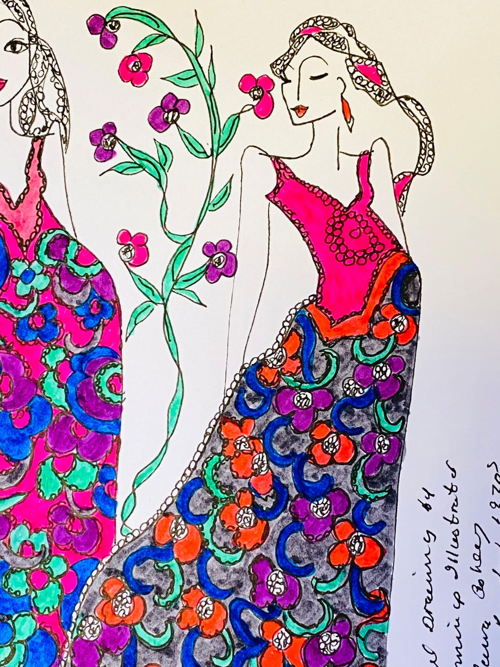 Original Fashion Design Illustration Watercolor Painting Laura Ashley Designer, circa 2000s - 4