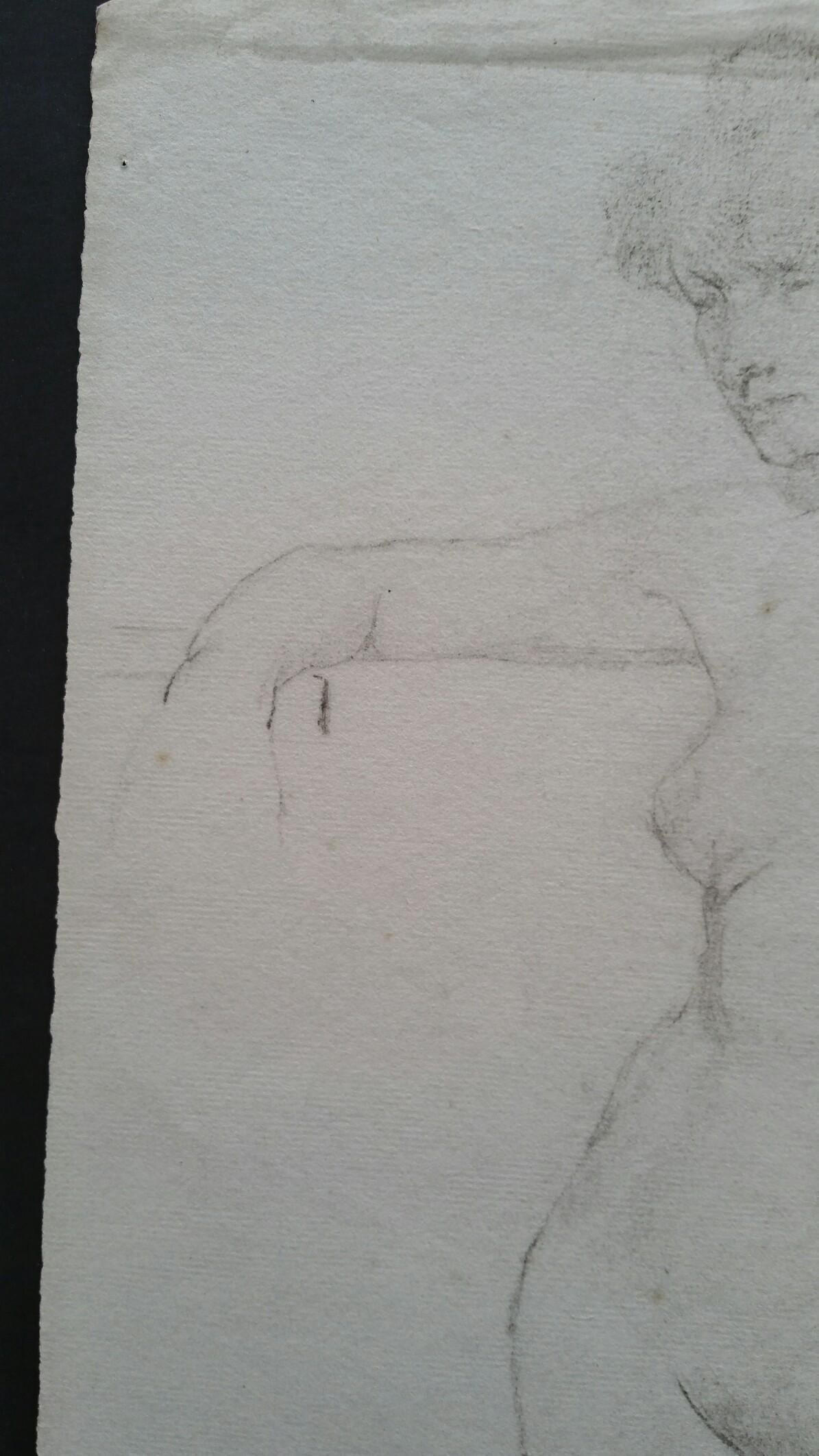 English Graphite Portrait Sketch of Female Figure, Standing Facing, circa 1880-1905 - 6