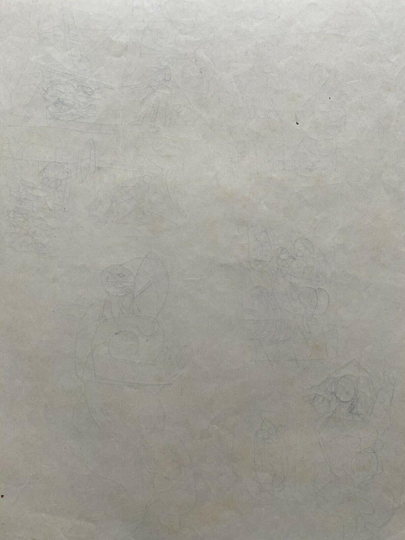 Carlos Carnero Original Ink Drawing, Figure Sketches Doodles, Mid-20th Century - 6