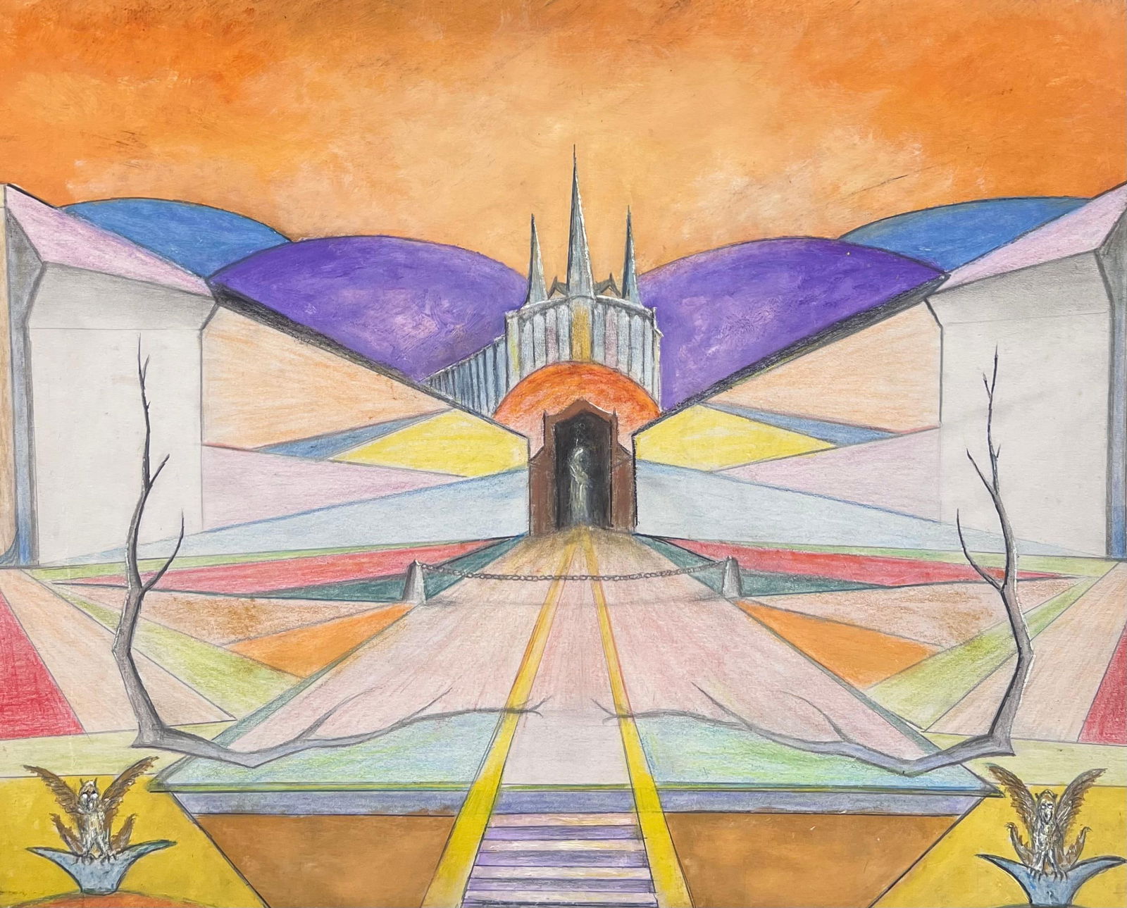 Jean Fourie; Abstract Gates Leading to a Mythical Kingdom Landscape Painting - 4