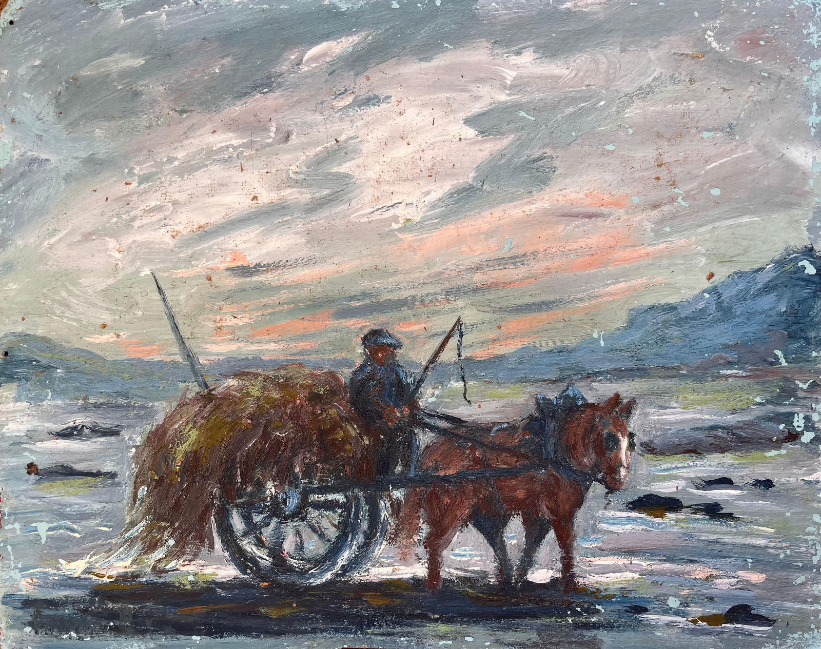 Fanch Lel; Impressionist French Rural Scene with Horse and Cart at Sunset - 12