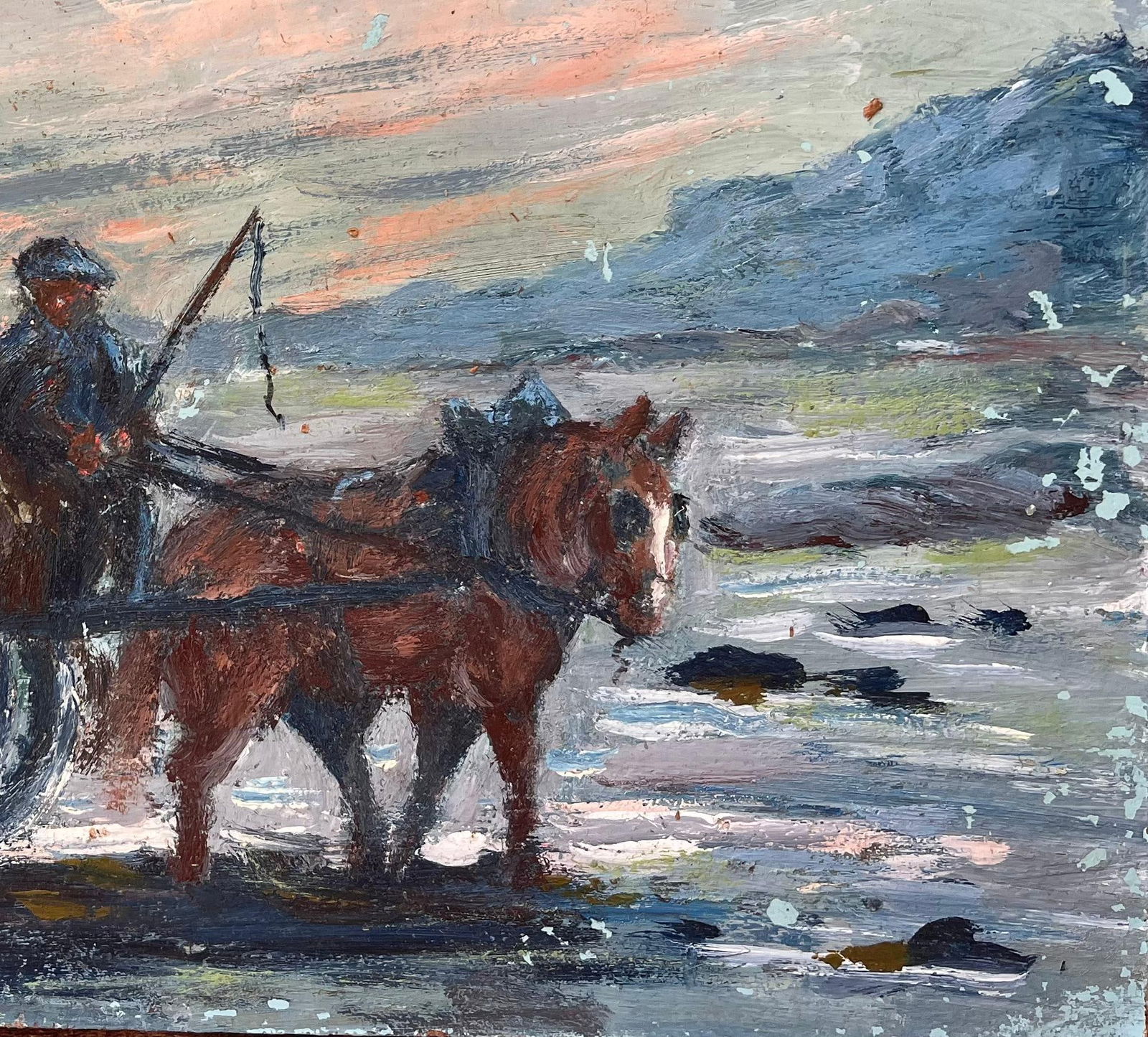 Fanch Lel; Impressionist French Rural Scene with Horse and Cart at Sunset - 14