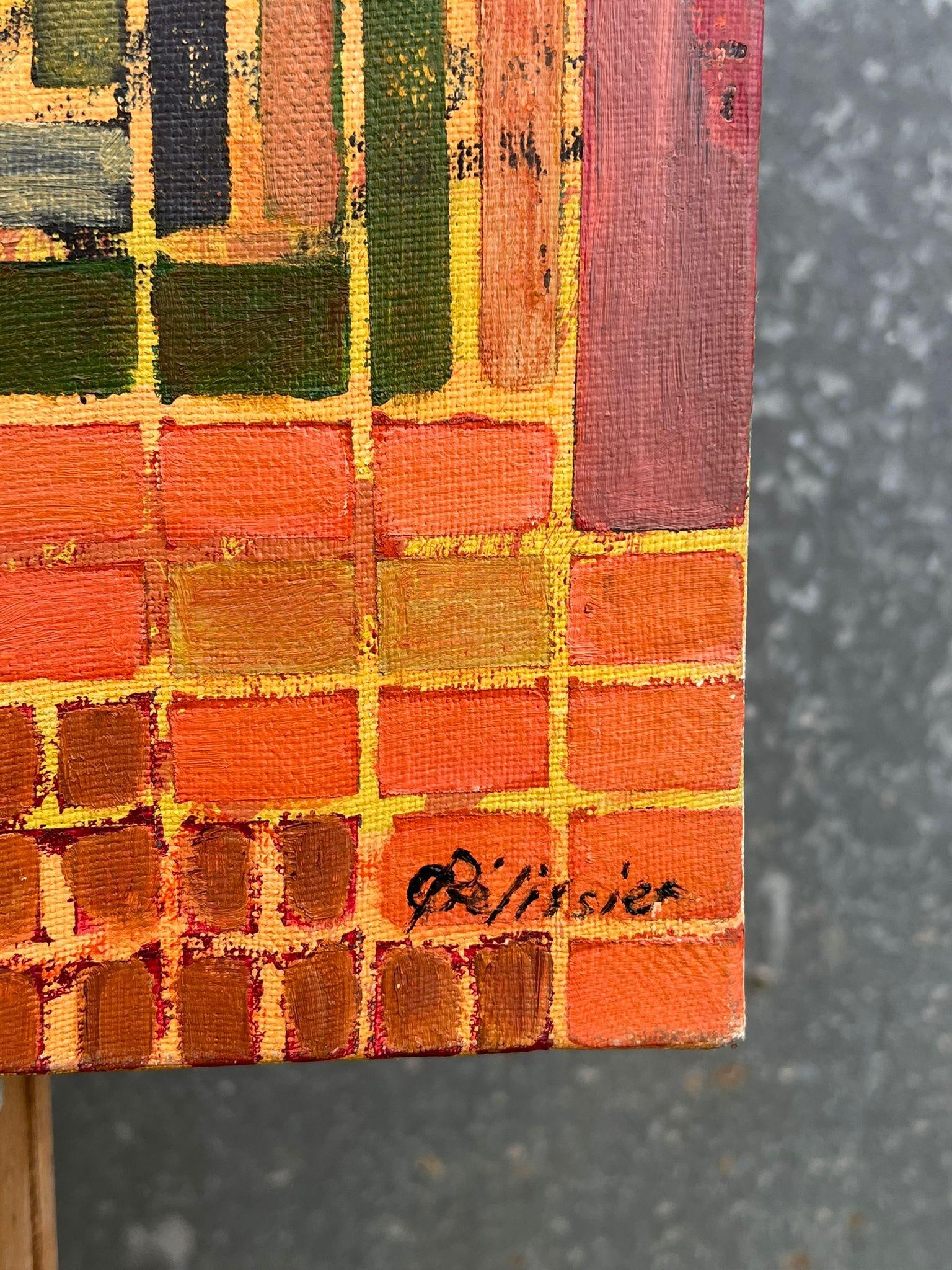 Gilbert Pelissier; French 20th Century Abstract Bright Geometric Fiery Orange Grid Pattern, 1970 - 8