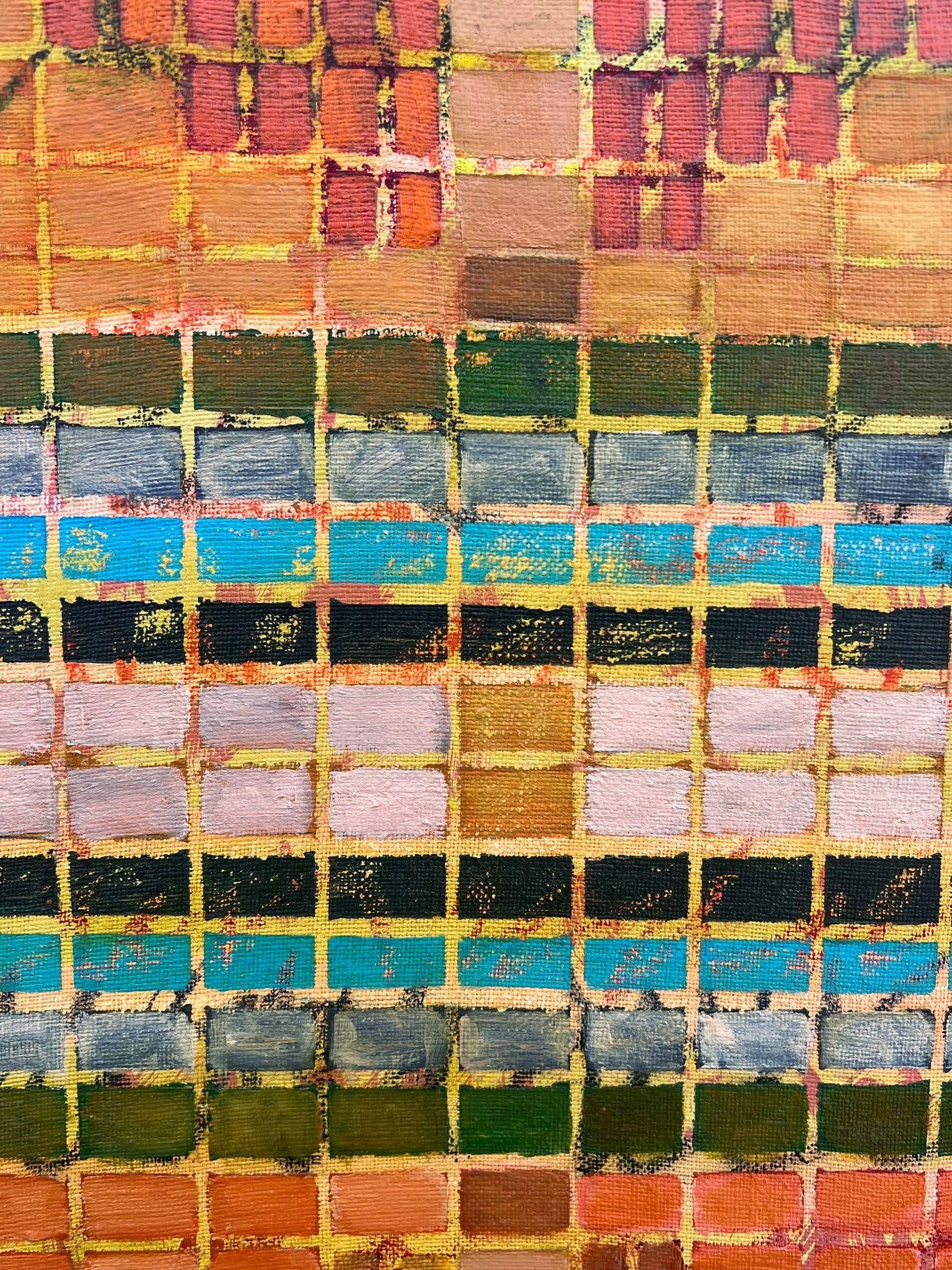 Gilbert Pelissier; French 20th Century Abstract Bright Geometric Fiery Orange Grid Pattern, 1970 - 11