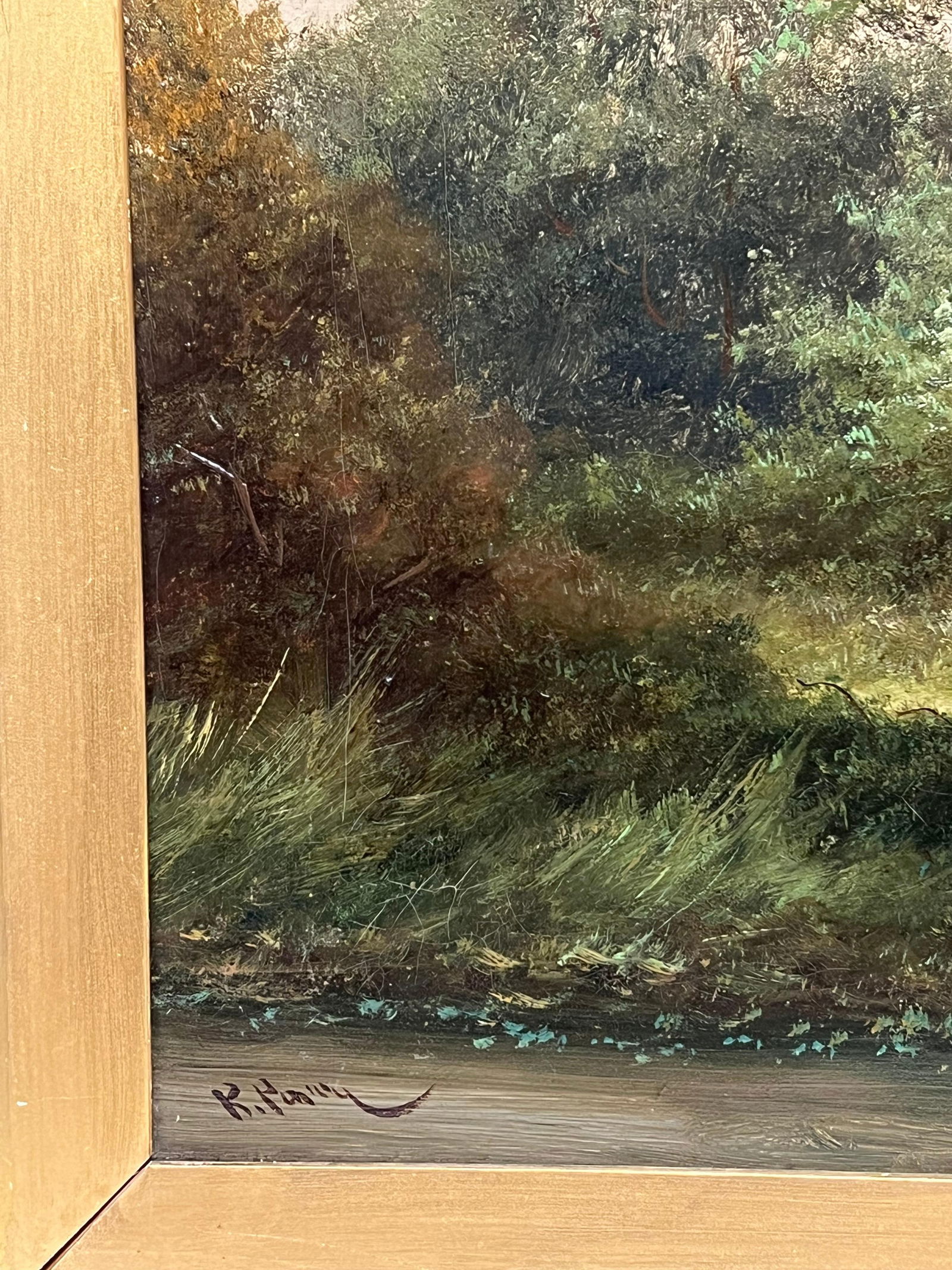 R. Parry; Victorian Traditional English Rural Landscape Signed Painting Harvest Workers, 1900 - 13