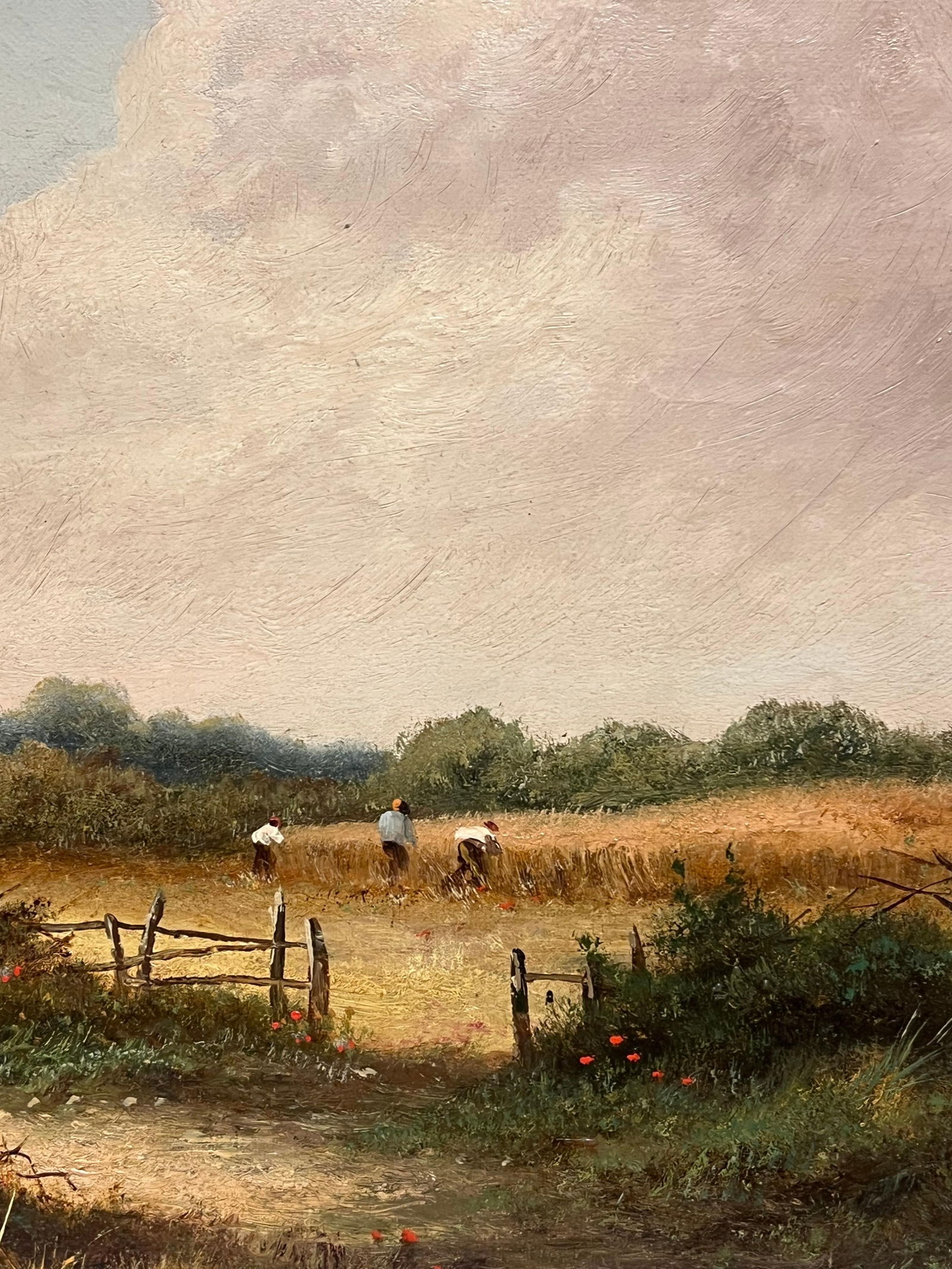 R. Parry; Victorian Traditional English Rural Landscape Signed Painting Harvest Workers, 1900 - 17