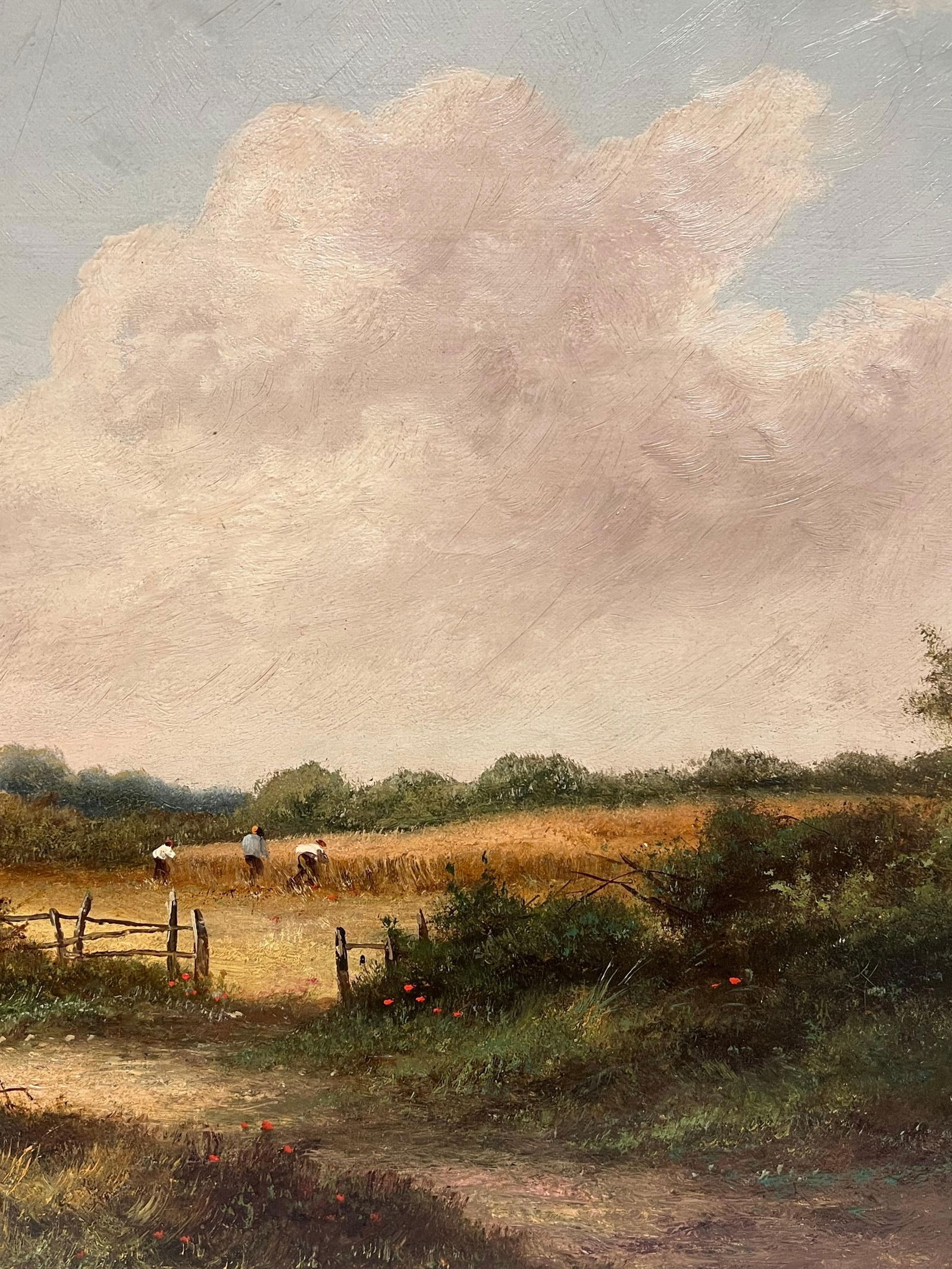 R. Parry; Victorian Traditional English Rural Landscape Signed Painting Harvest Workers, 1900 - 6