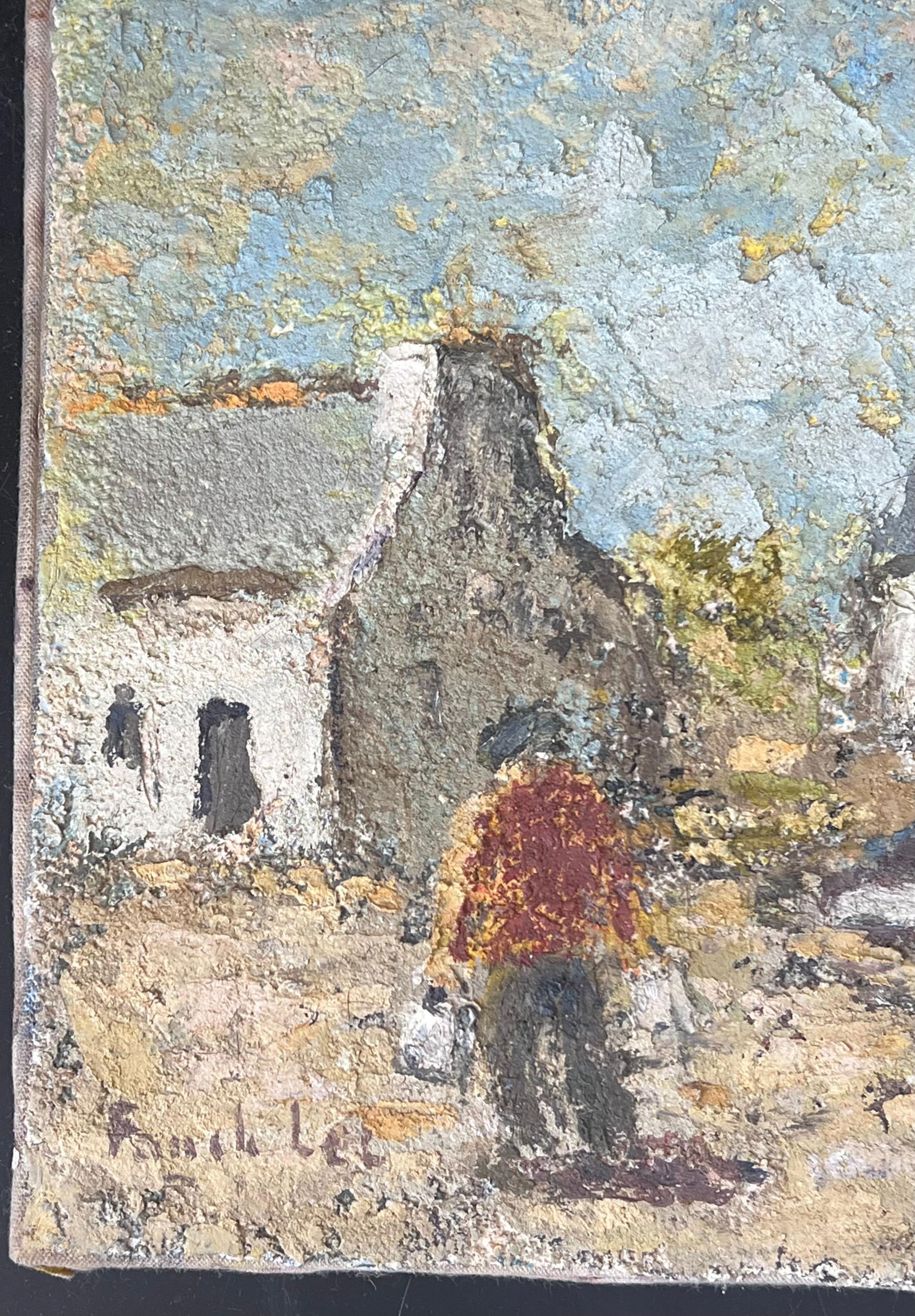 Fanch Lel; The Fisherman In Preparation In A French Village Landscape Oil Painting - 10