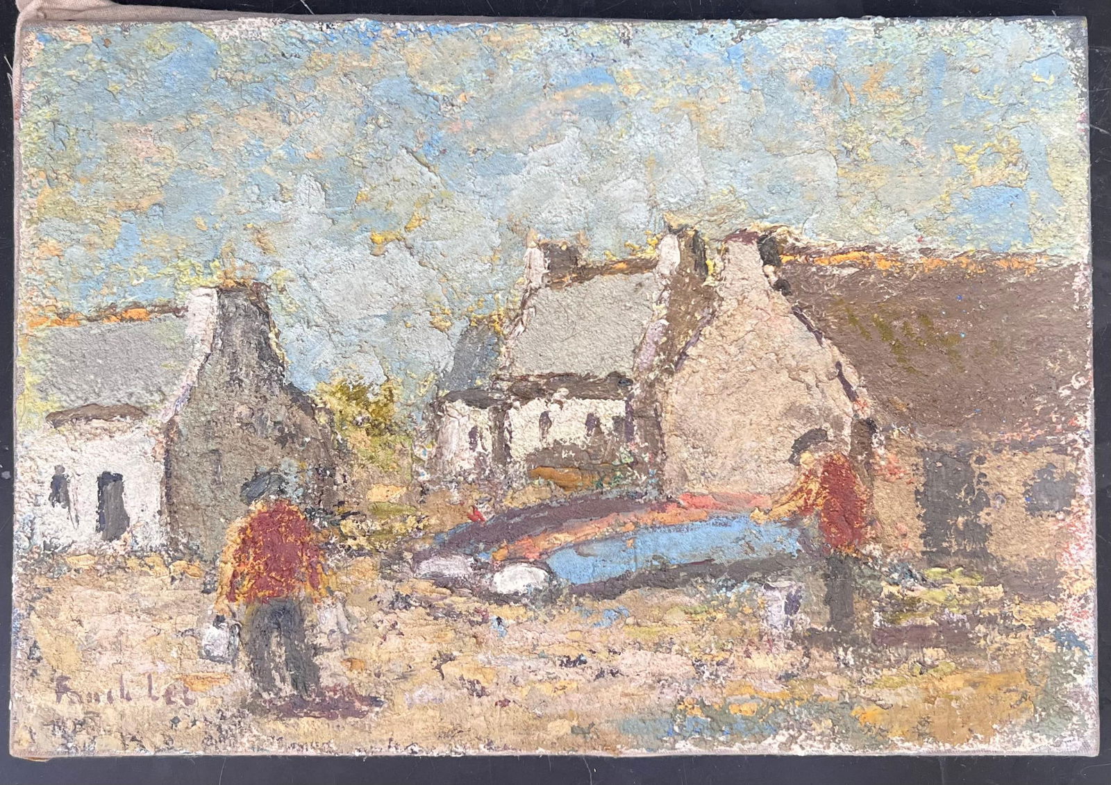 Fanch Lel; The Fisherman In Preparation In A French Village Landscape Oil Painting - 14