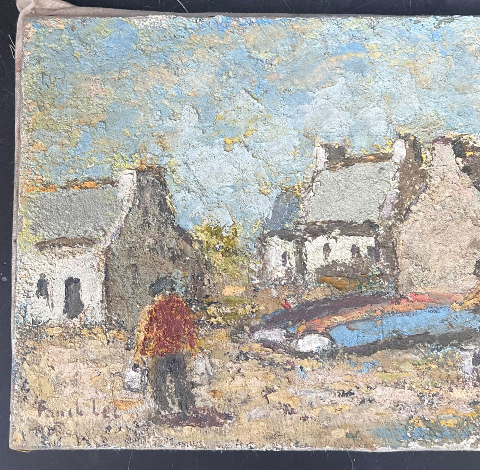 Fanch Lel; The Fisherman In Preparation In A French Village Landscape Oil Painting - 9