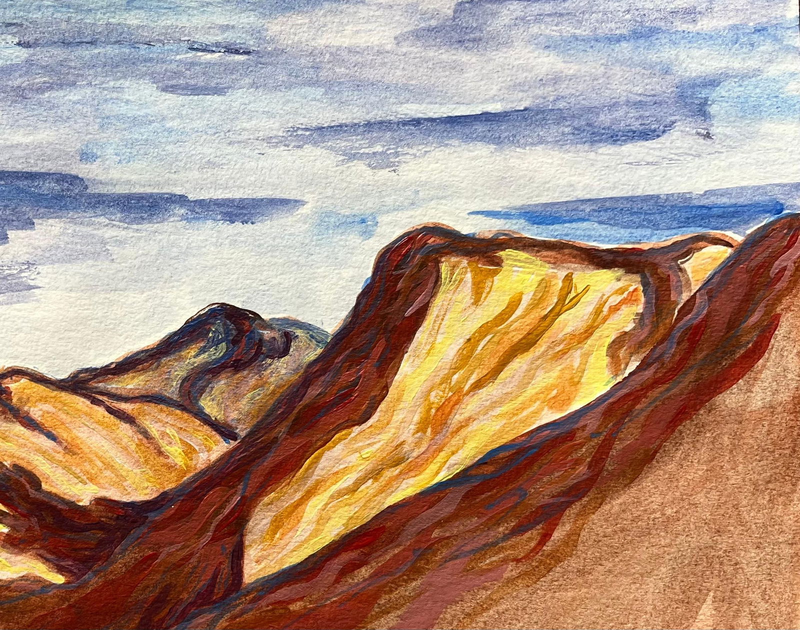 Minty Ramsey; Expressive Watercolor Painting of Atlas Mountains Under Moody Sky, 2024 - 2