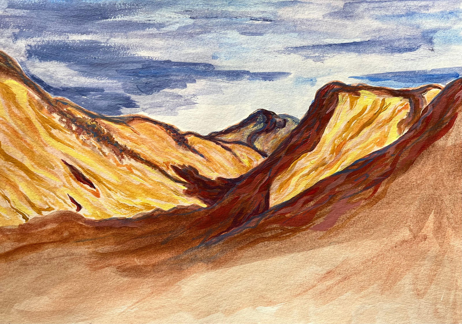 Minty Ramsey; Expressive Watercolor Painting of Atlas Mountains Under Moody Sky, 2024 - 7