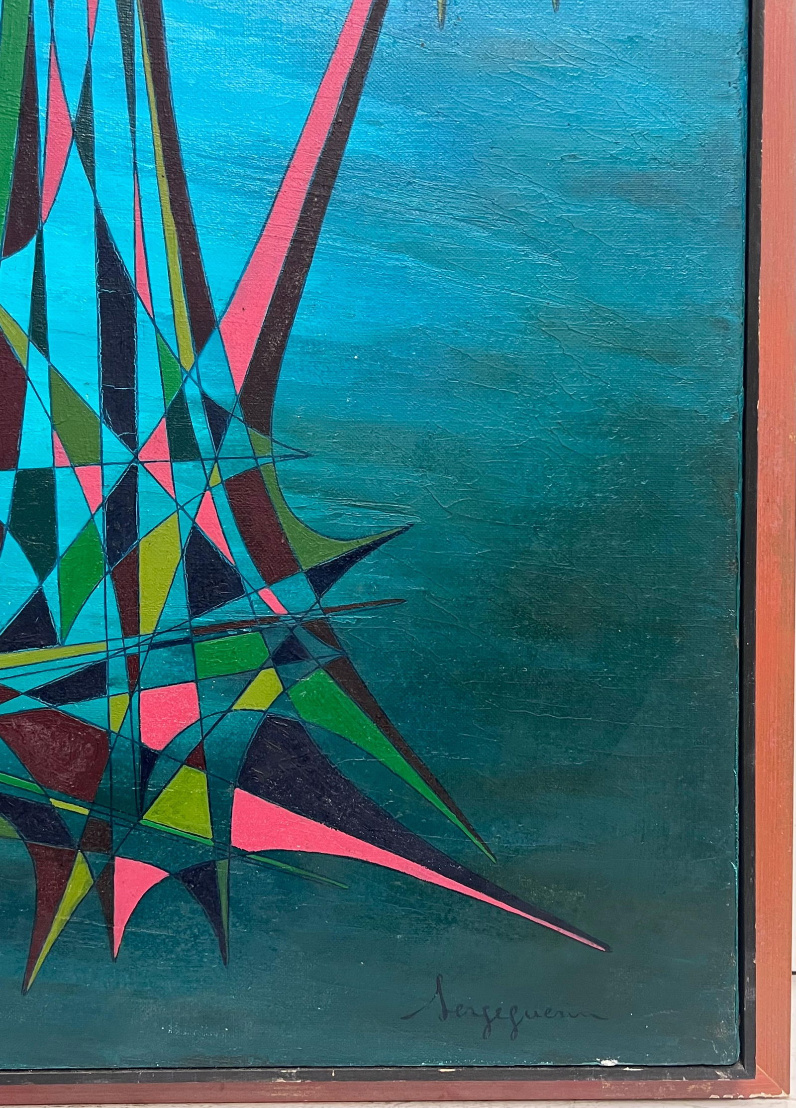 Serge Guerin (1916); 20th Century French Geometric Abstract Surrealist Composition Large Oil - 11