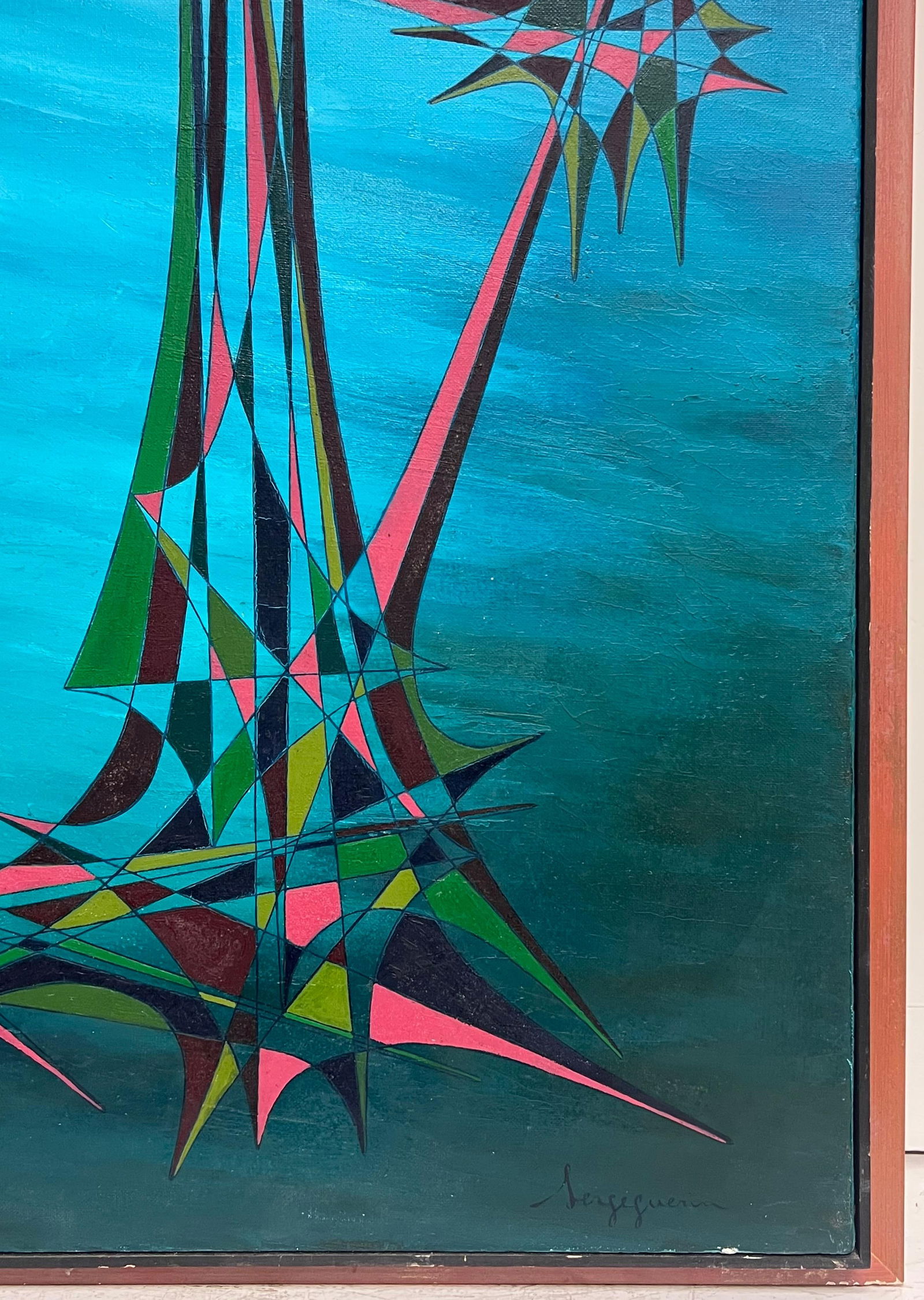 Serge Guerin (1916); 20th Century French Geometric Abstract Surrealist Composition Large Oil - 14