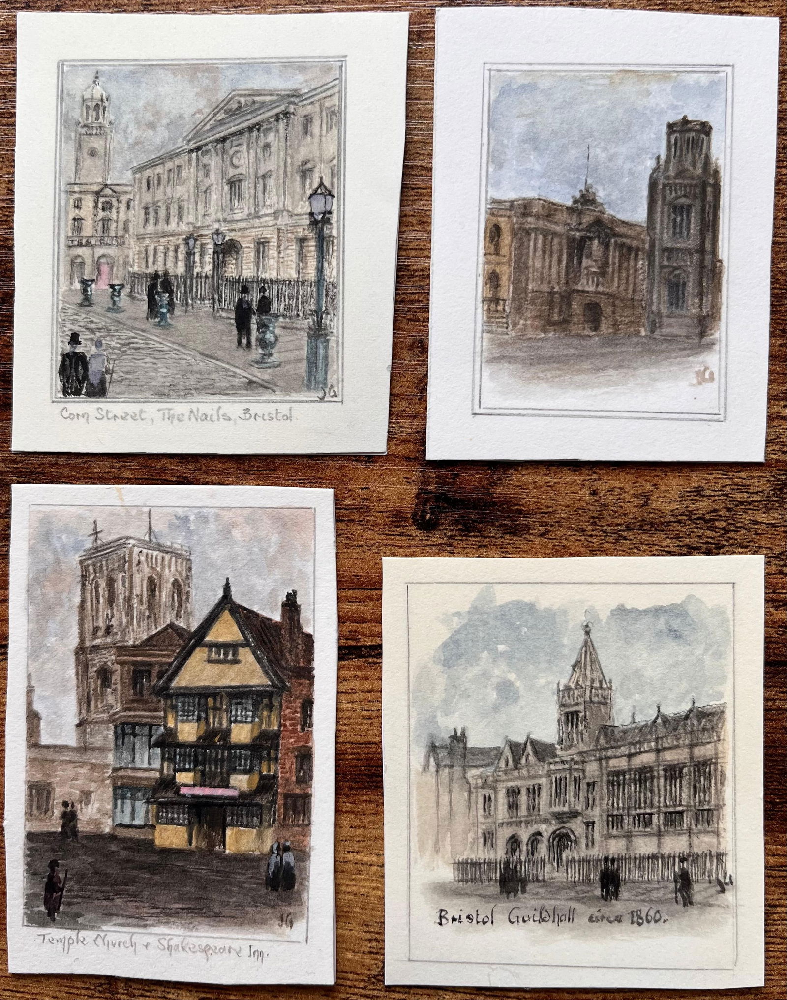Jack Grunwell; Set of Four Miniature Watercolors of Bristol Civic and Historic Landmarks - 15