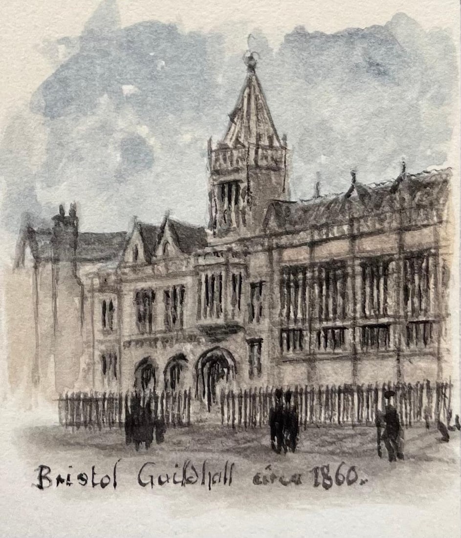 Jack Grunwell; Set of Four Miniature Watercolors of Bristol Civic and Historic Landmarks - 19