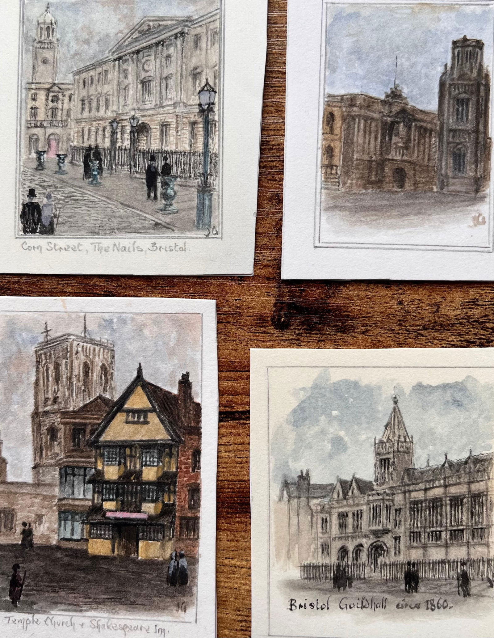 Jack Grunwell; Set of Four Miniature Watercolors of Bristol Civic and Historic Landmarks - 7
