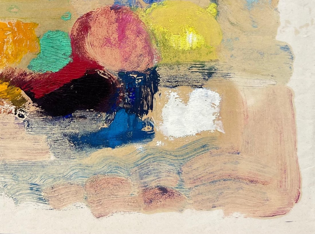 Anne Marie Migette Perard; Mid-Century French Abstract Still Life With Fruit and Glass in Bold Oil - 18