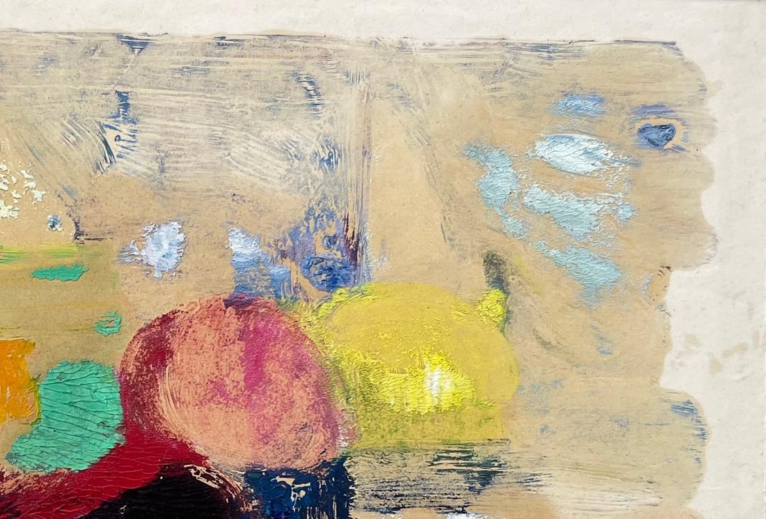 Anne Marie Migette Perard; Mid-Century French Abstract Still Life With Fruit and Glass in Bold Oil - 9