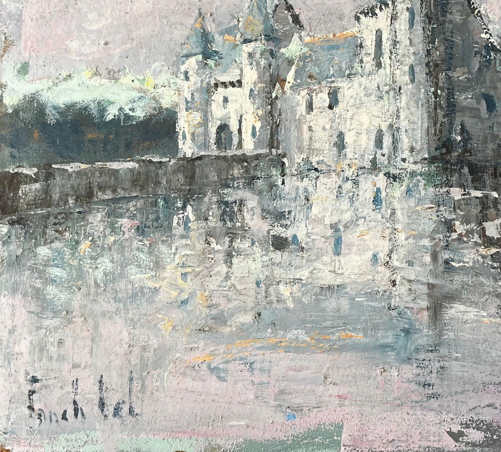 Fanch Lel; Impressionist Painting of Château de Trécesson in Brittany with Water - 9