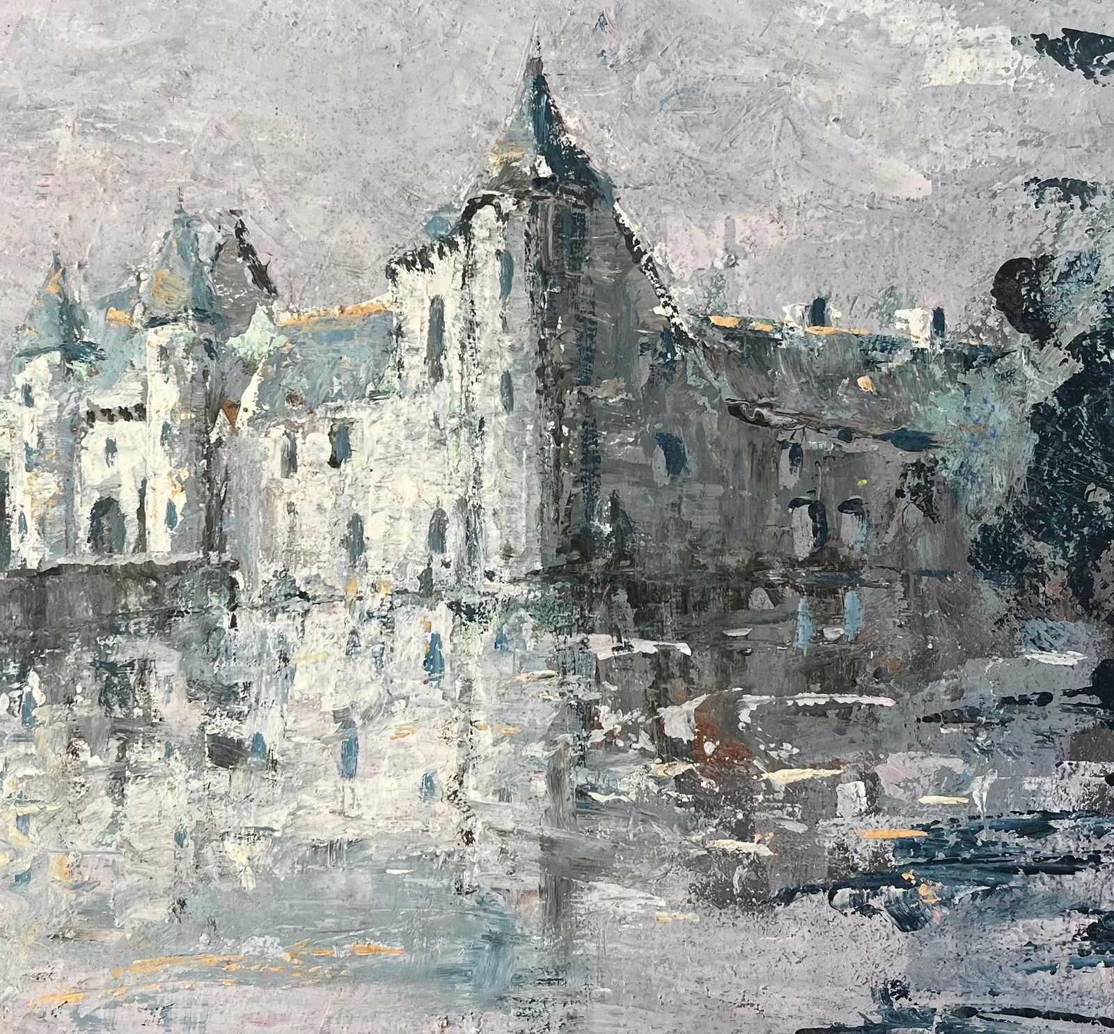 Fanch Lel; Impressionist Painting of Château de Trécesson in Brittany with Water - 10