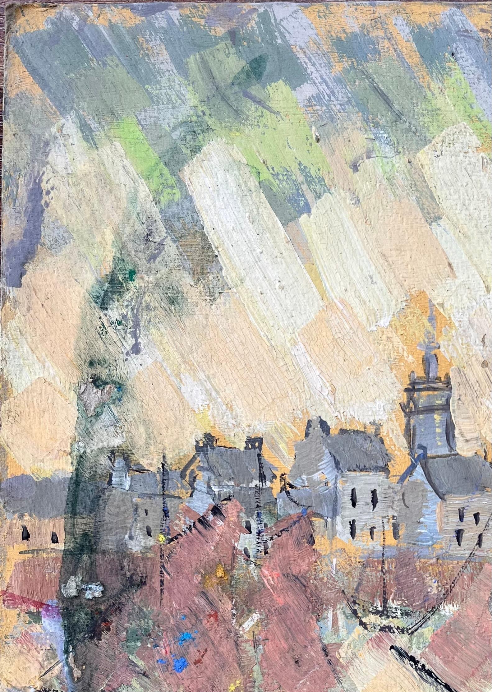 F.T Roussel; French Abstract Port Scene Framed by Sailing Boats and Classic Town Architecture, 1995 - 11