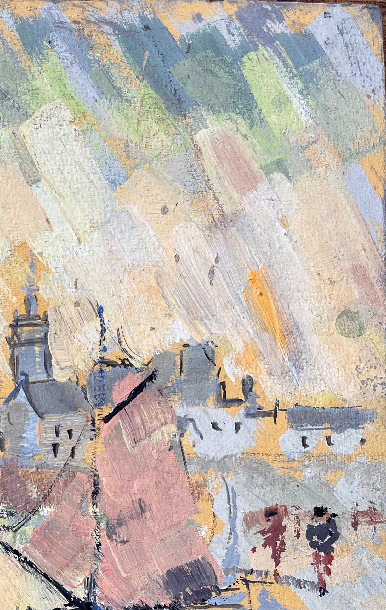 F.T Roussel; French Abstract Port Scene Framed by Sailing Boats and Classic Town Architecture, 1995 - 20