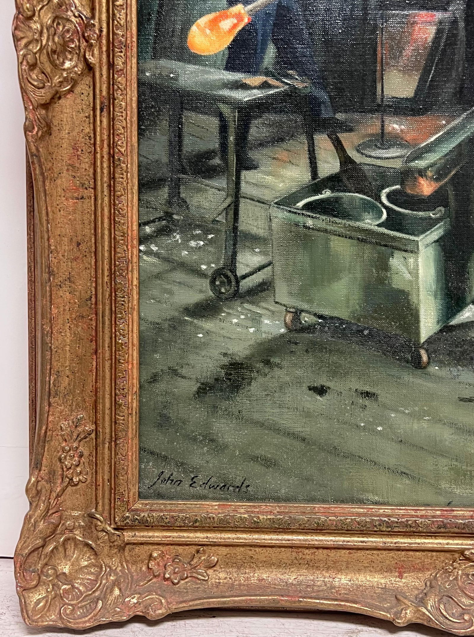 John Edwards; The Glass Blower Traditional English Rural Crafts Portrait Oil Painting - 8