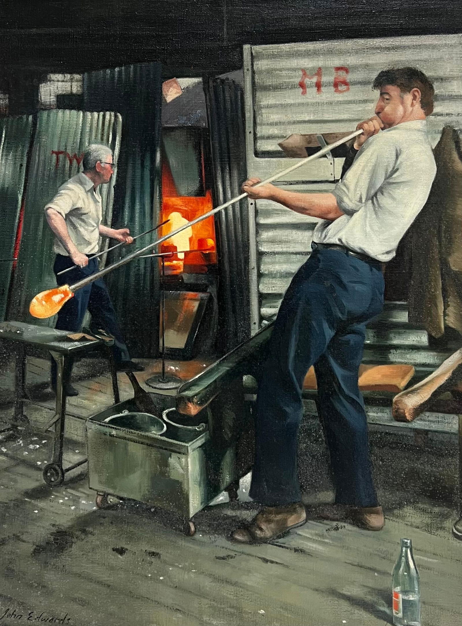 John Edwards; The Glass Blower Traditional English Rural Crafts Portrait Oil Painting - 5