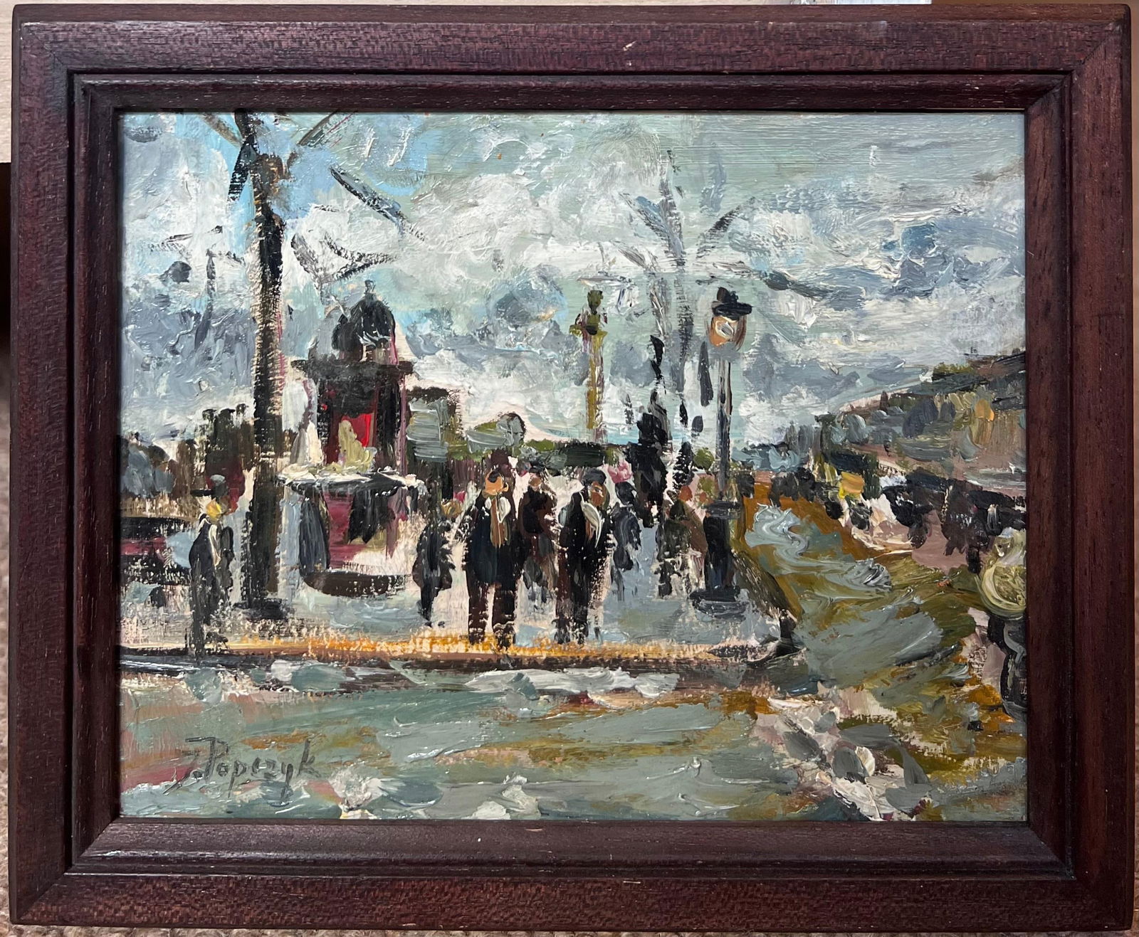 Josef Popczyk; Polish/ French Mid 20th Century Signed Oi Figures in Paris Busy Street Scene - 13