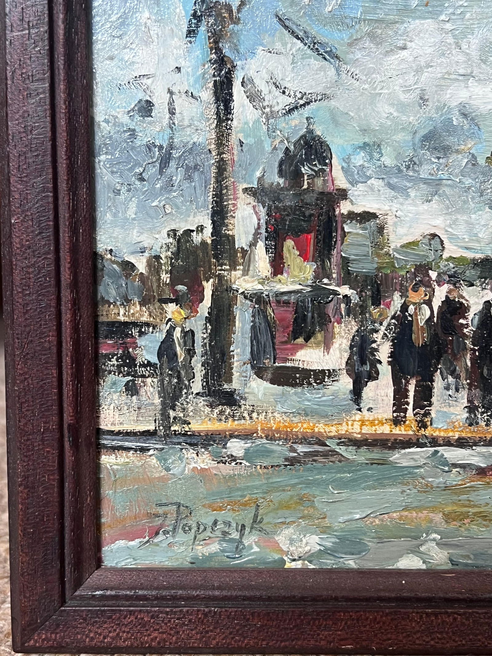 Josef Popczyk; Polish/ French Mid 20th Century Signed Oi Figures in Paris Busy Street Scene - 17