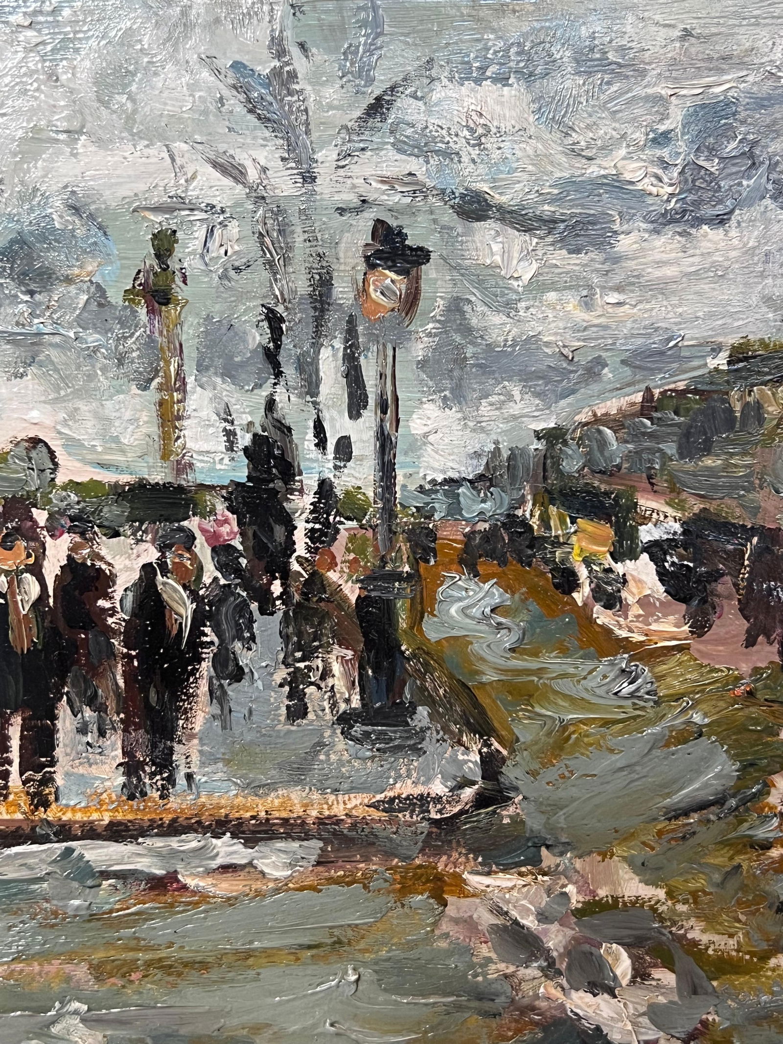 Josef Popczyk; Polish/ French Mid 20th Century Signed Oi Figures in Paris Busy Street Scene - 2