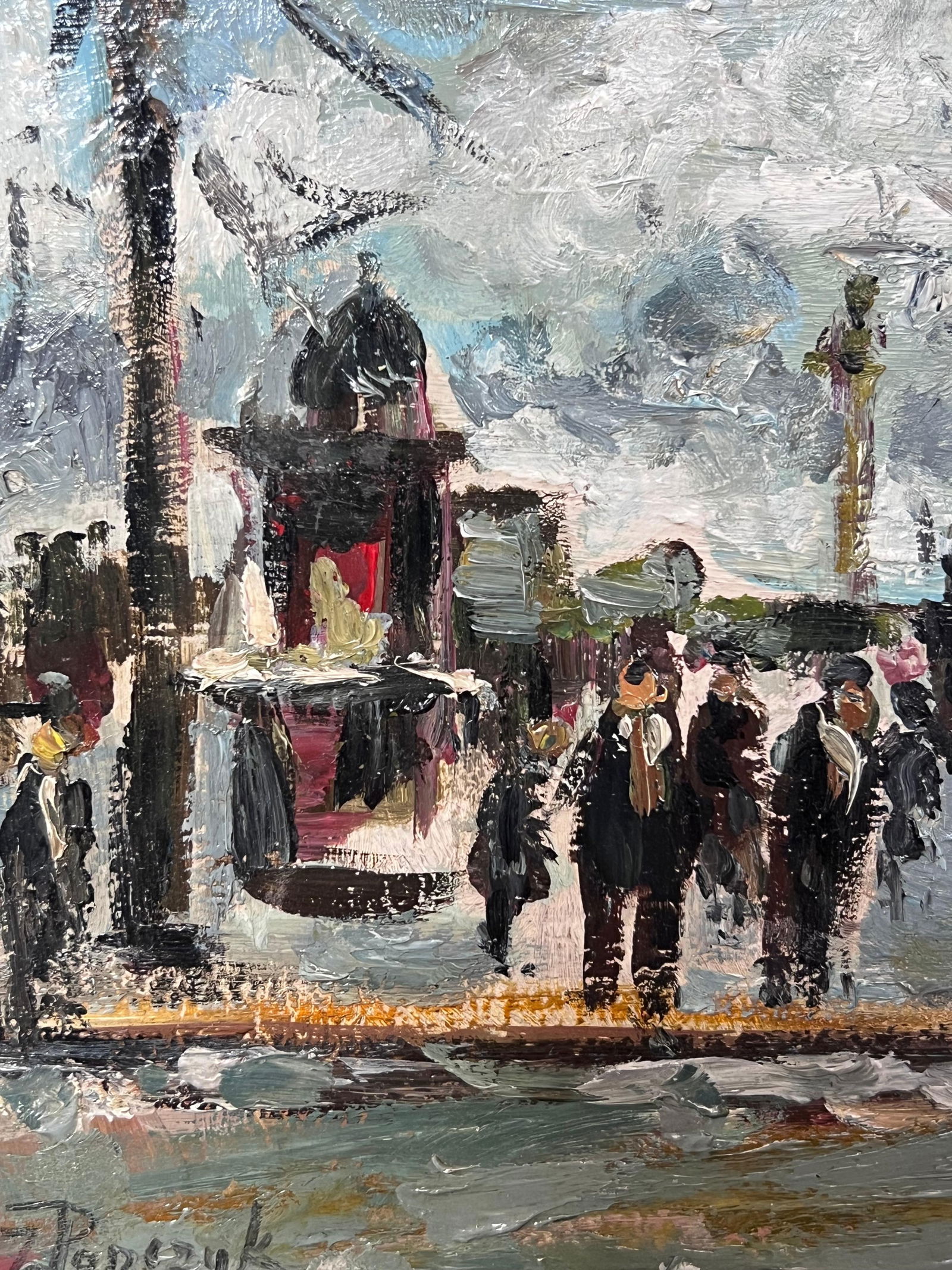 Josef Popczyk; Polish/ French Mid 20th Century Signed Oi Figures in Paris Busy Street Scene - 3