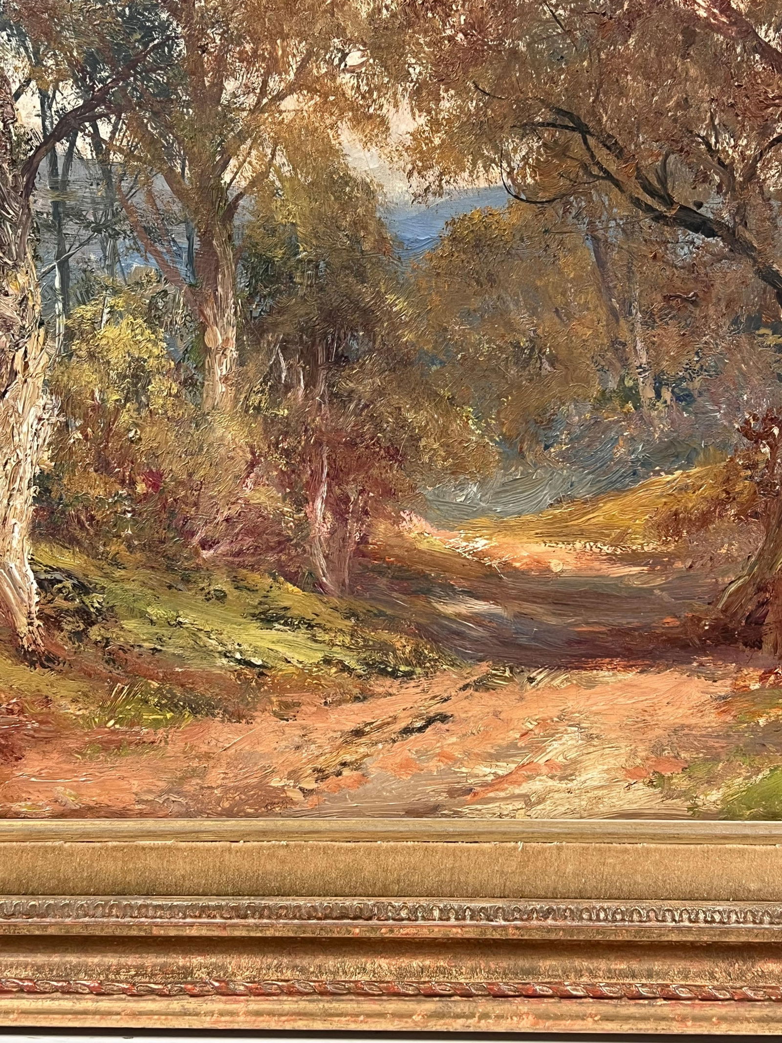 Autumnal Woodland Pathway Antique English Oil Painting in Gilt Frame - 8