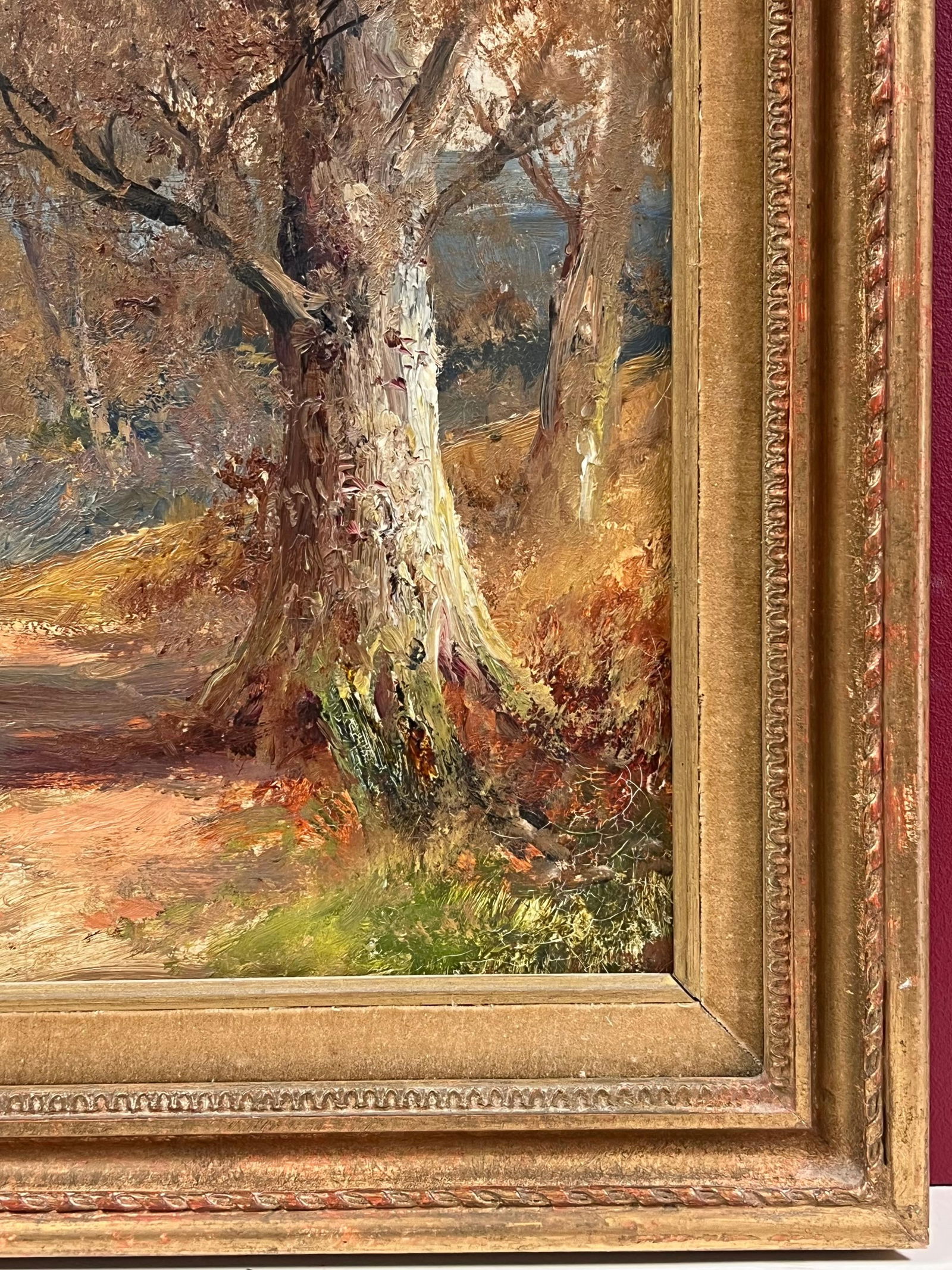 Autumnal Woodland Pathway Antique English Oil Painting in Gilt Frame - 9