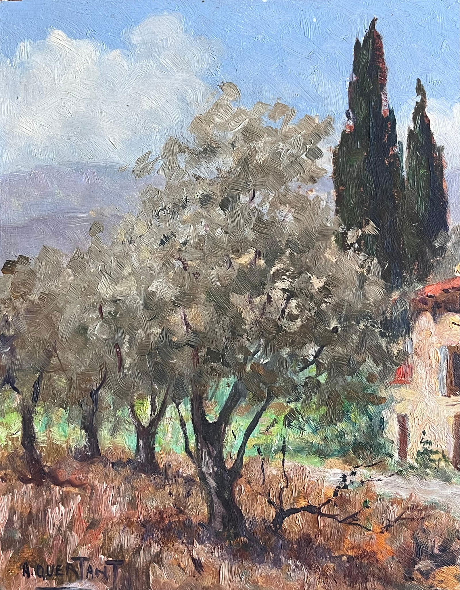 French School; Mid 20th Century French Impressionist Signed Oil Painting Stone Cottage Provence - 19